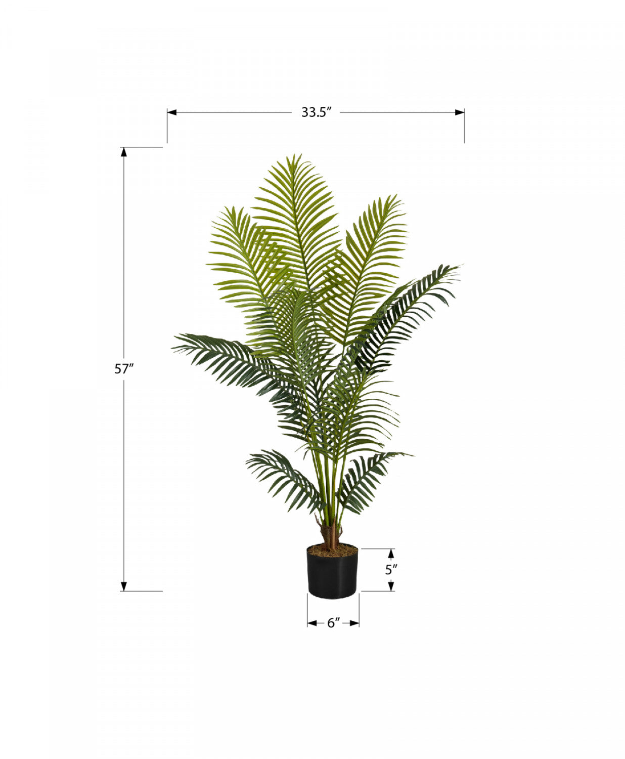 47 Inch Artificial Palm Tree with 5 Black Pots - Realistic Green Faux Plant for Home Decor, Office, Living Room, and Indoor Spaces
