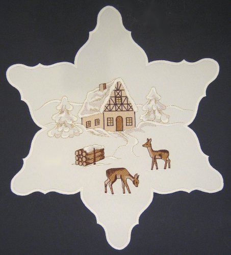 Premium German-Made Funke Christmas Winter Star Linen Tablecloth - Elegant Holiday Dining Decor for Christmas Parties & Winter Dinner Tables