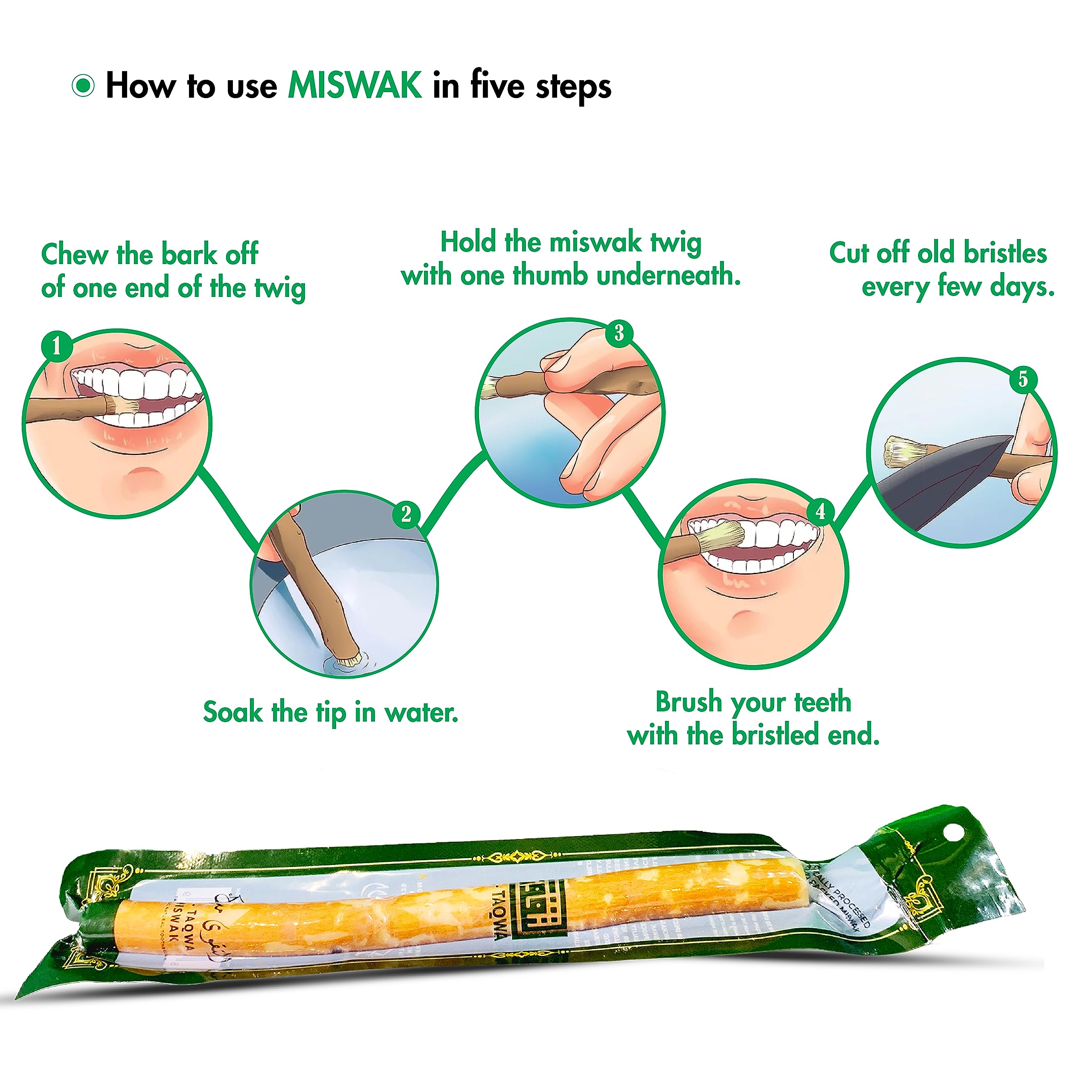 Natural Miswak Stick Toothbrush - Pack of 12 | Organic Siwak Chewing Sticks for Teeth Whitening & Bad Breath Control | Eco-Friendly, Biodegradable Oral Care | Perfect for Travel, Camping & Daily Dental Hygiene