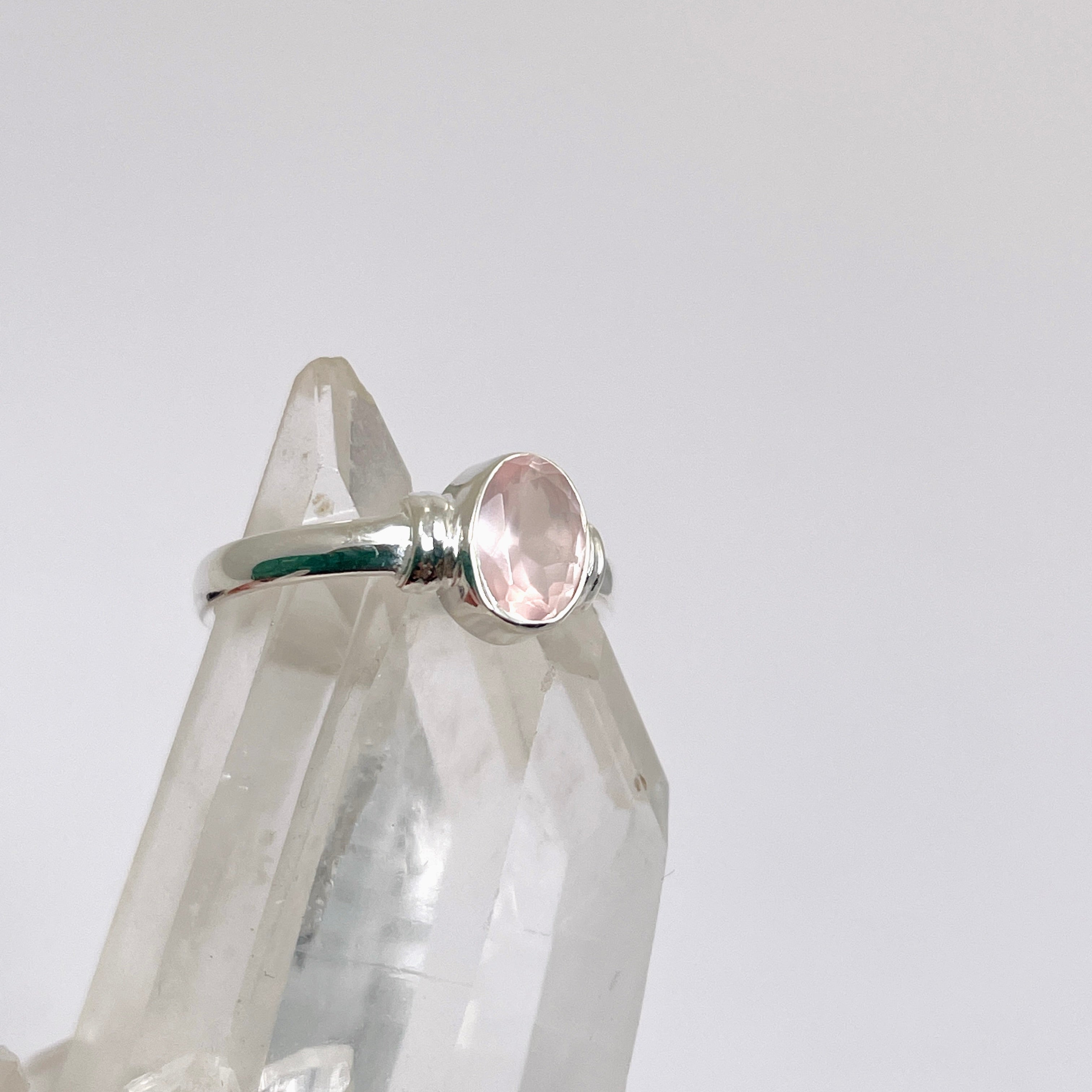 Natural Rose Quartz Oval Faceted Stone Pendant - Healing Crystal Jewelry for Women, 925 Sterling Silver Setting R4831 | Gift for Valentine's Day, Meditation & Energy Healing