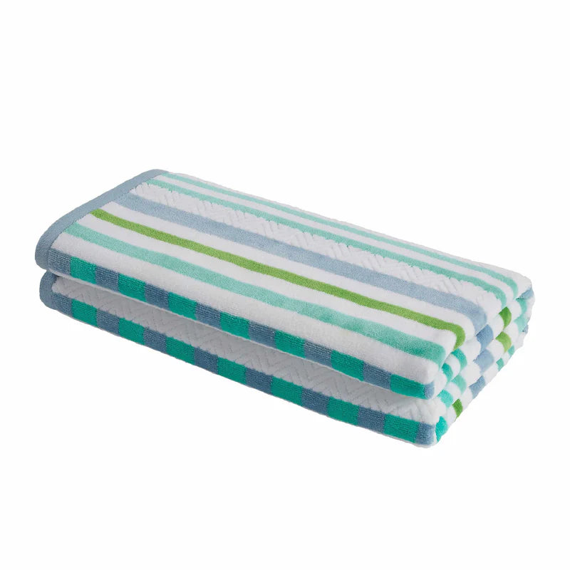 Striped Cotton Oversized 2-Piece Beach Towel Set - Soft, Absorbent & Quick-Drying for Pool, Beach, Yoga & Gym Use