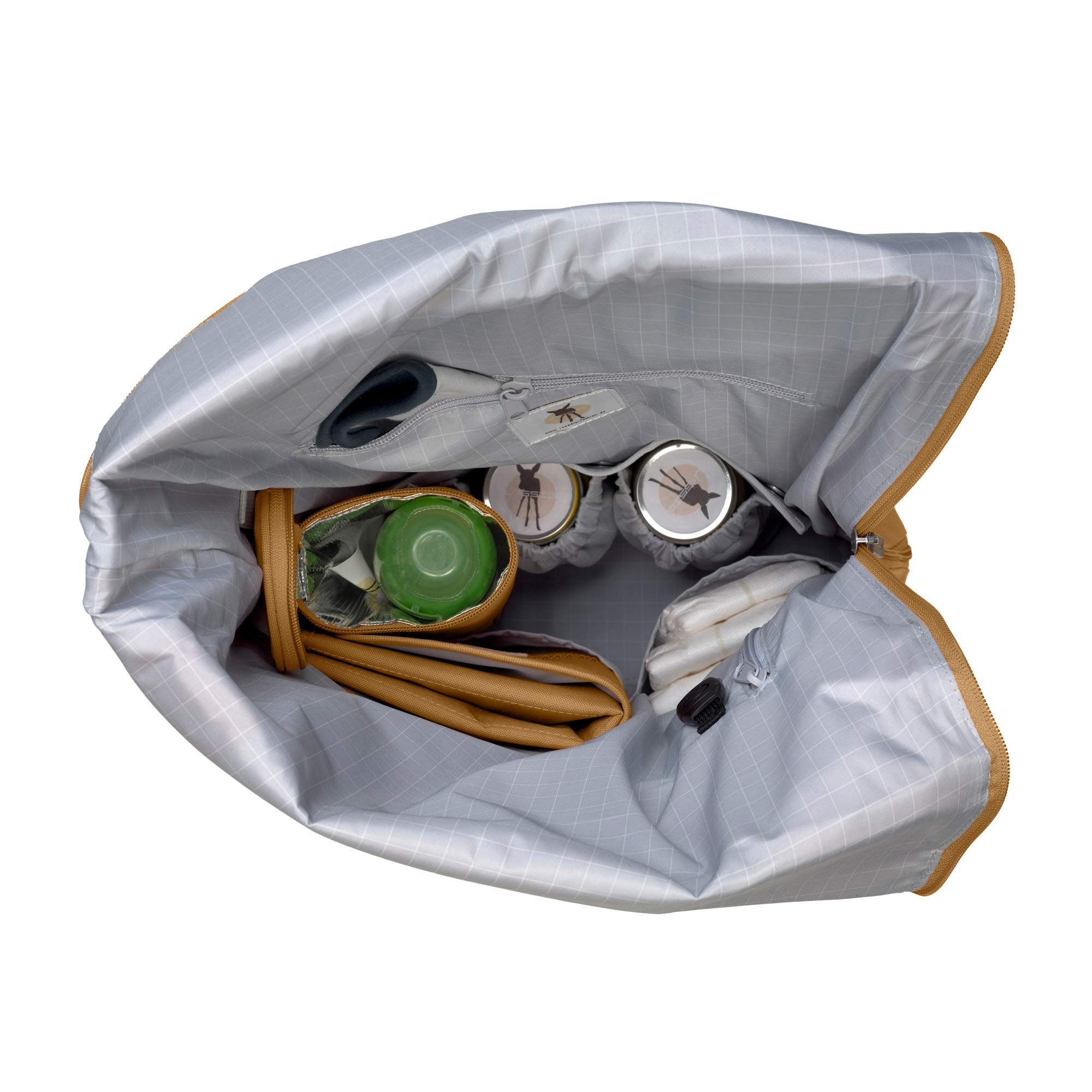 LÄSSIG Waterproof Baby Changing Backpack with Changing Mat, Pram Attachment & Bottle Warmer - Sustainable Rolltop Diaper Bag for Parents on the Go - Perfect for Travel, Daycare & Outdoor Adventures