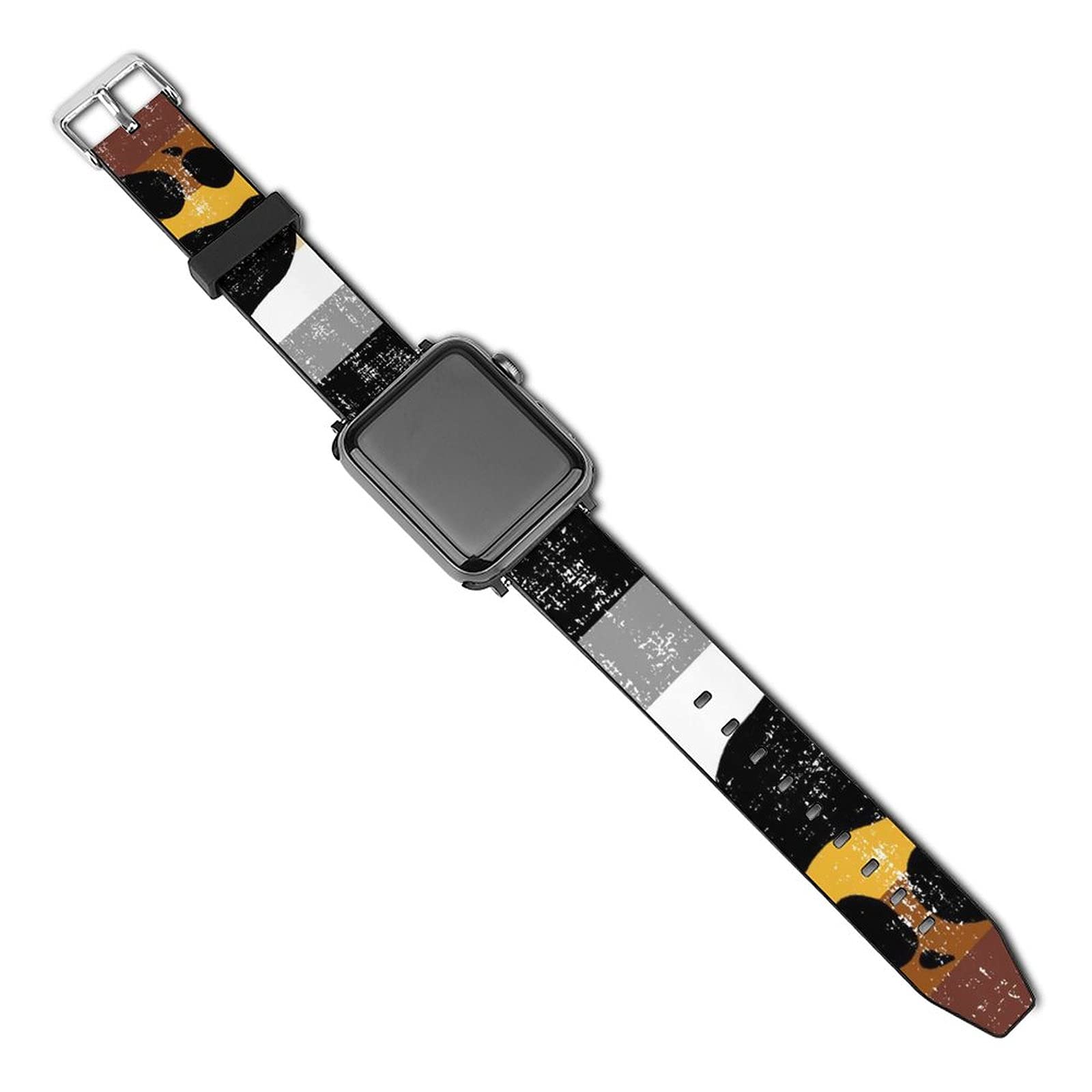 Bear Pride Flag PU Leather Apple Watch Band - LGBTQ+ Rainbow Strap for Apple Watch Series 1-9 - Perfect for Pride Month, Gay Rights Events & Everyday Fashion Statement