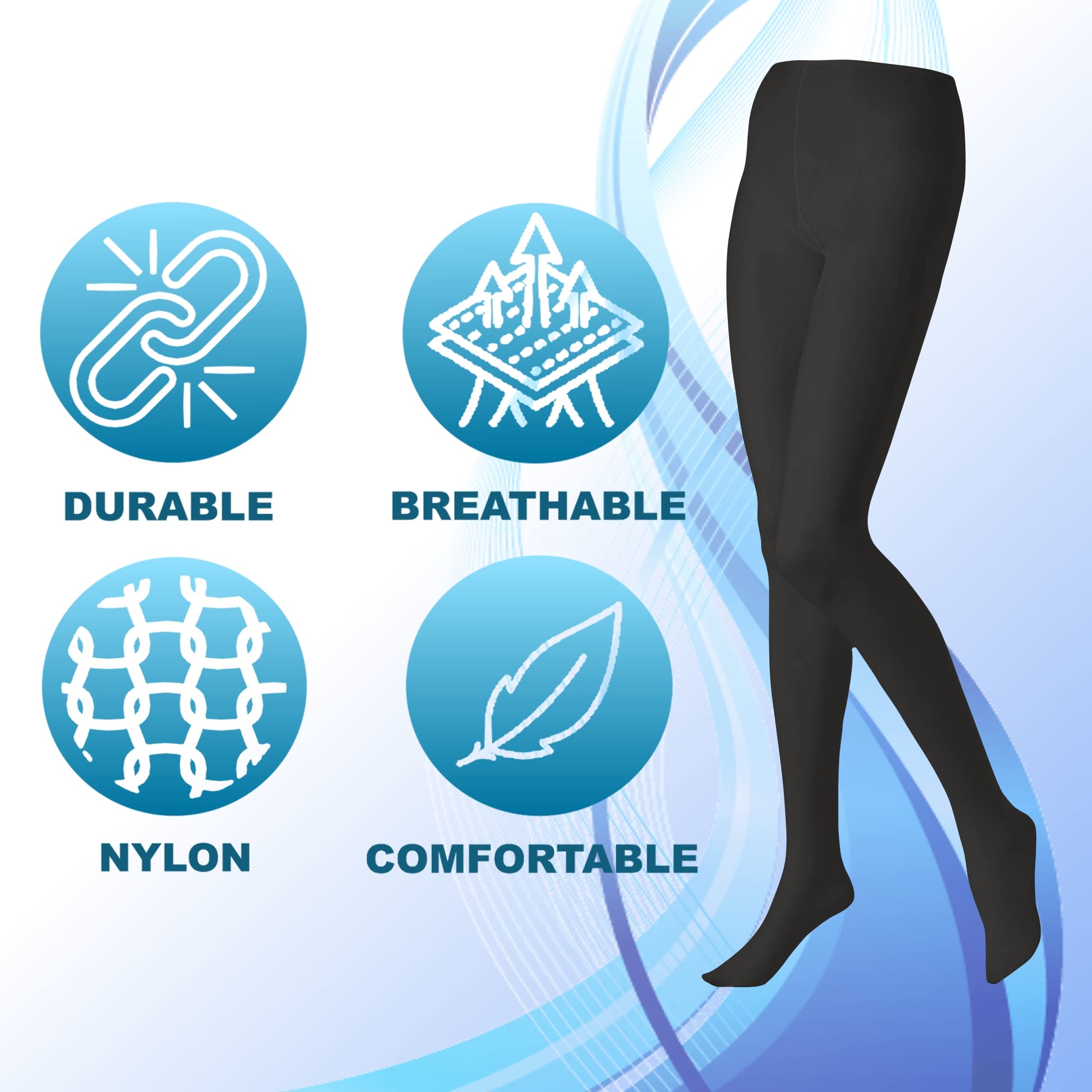 Butterfly EMEM Women's Plus Size Queen Opaque Footed Tights - Comfortable Stretchy Pantyhose for Work, Casual & Formal Occasions