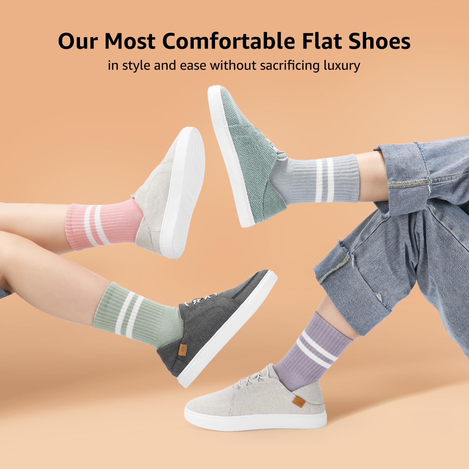 STQ Women's Slip On Casual Shoes - Lightweight Canvas Sneakers with Memory Foam Comfort Loafers | Perfect for Walking, Travel & Everyday Wear