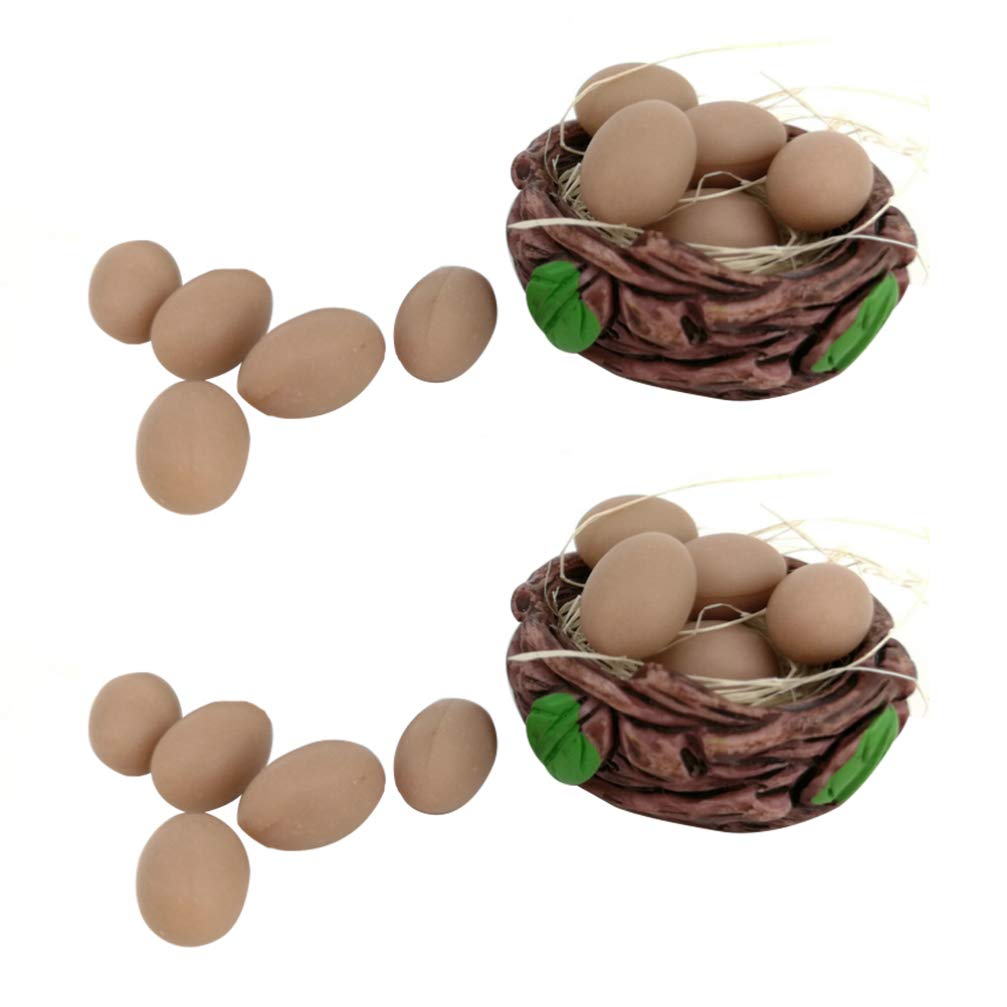 Healifty 1:6 Scale Miniature Dollhouse Easter Eggs with Nest - DIY Fairy Garden Decor, Mini Bird Egg Nest Model for Easter Decorations, Fairy Garden Landscape, and Micro Scene Ornaments - Perfect for Easter Crafts, Miniature Displays, and Fairy Garden Accessories