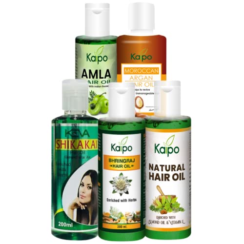 Keva Kaipo Natural Hair Oil with Bhringraj, Amla, Moroccan Argan & Shikakai - Organic Hair Growth Treatment for Dry, Damaged Hair - Perfect for Daily Nourishment & Scalp Massage