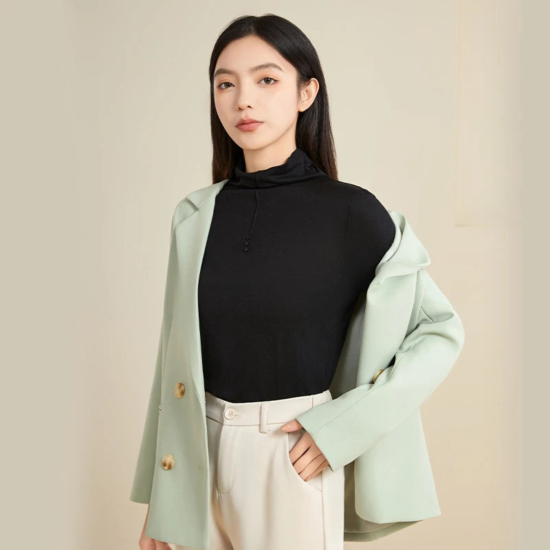 100% Pure Silk Mock Neck Blouse for Women - Elegant & Comfortable Silk Top for Work, Party & Evening Wear