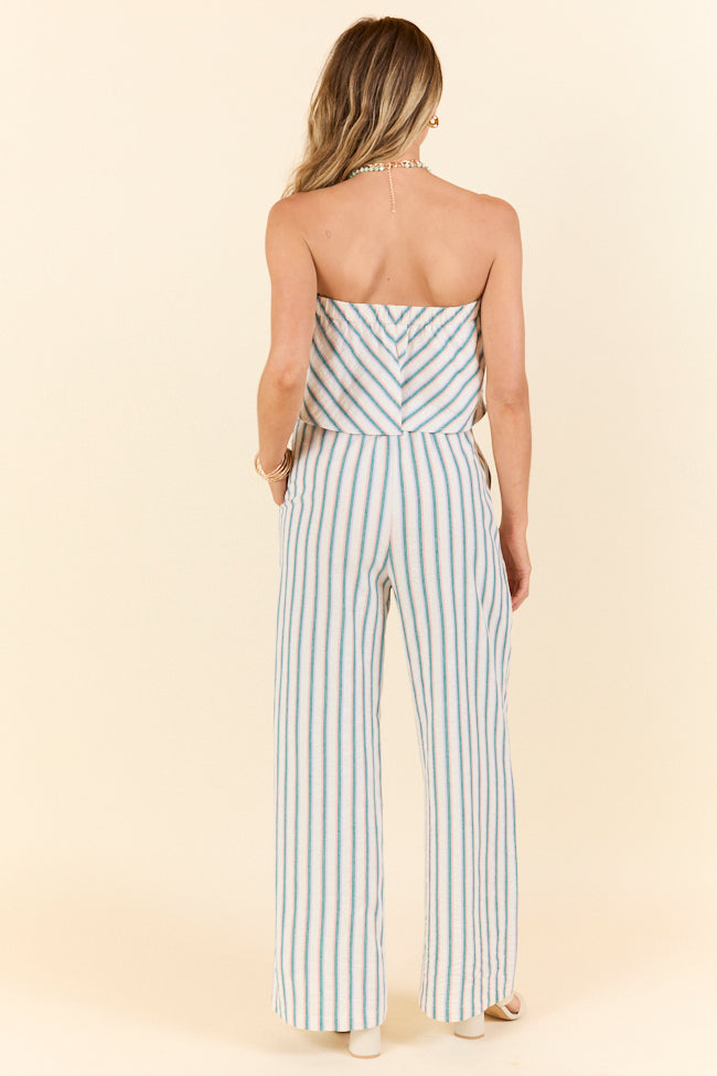 Women's Summer Stripes Strapless Crop Top and High Waist Pants Set - Casual Outfit for Beach Vacation, Pool Party & Date Night