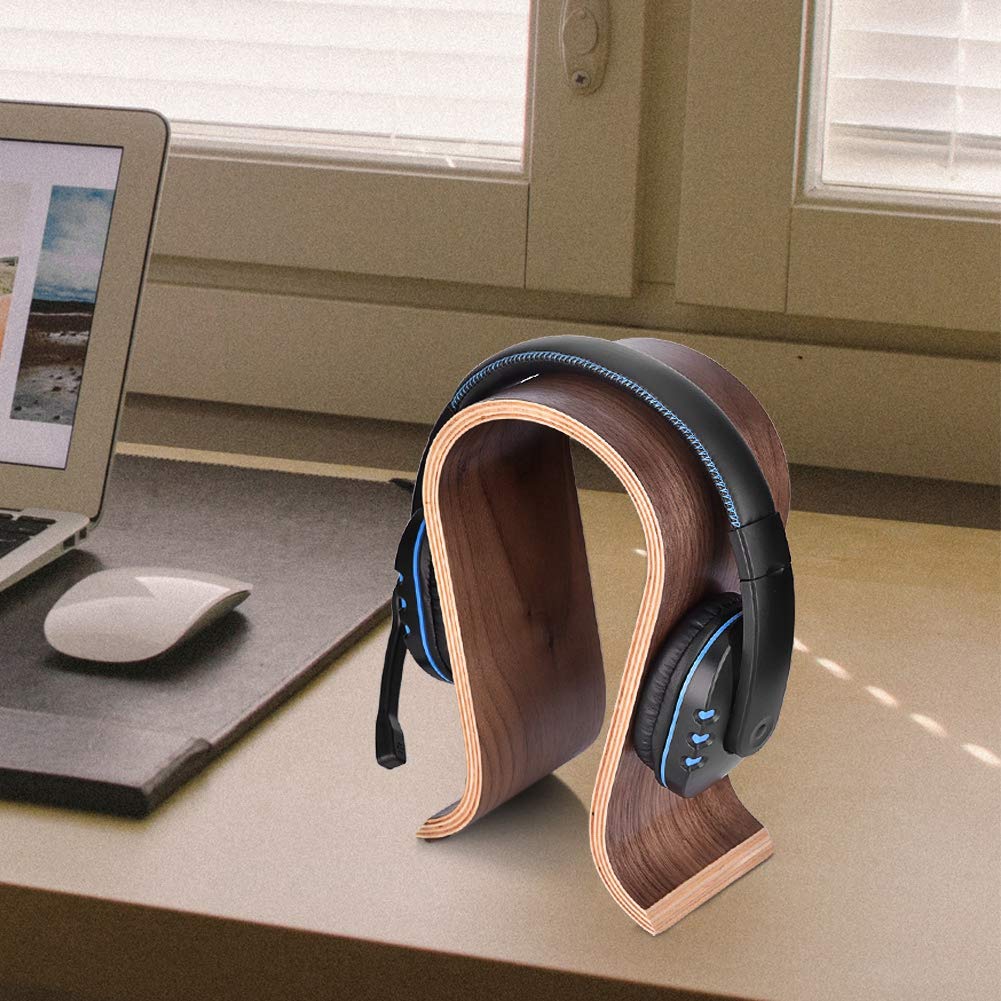 Wooden U-Shaped Headphone Stand Holder - Desk Display Shelf & Hanger for Gaming Headsets, Office, Studio (Perfect for Gamers, Professionals & Music Lovers)
