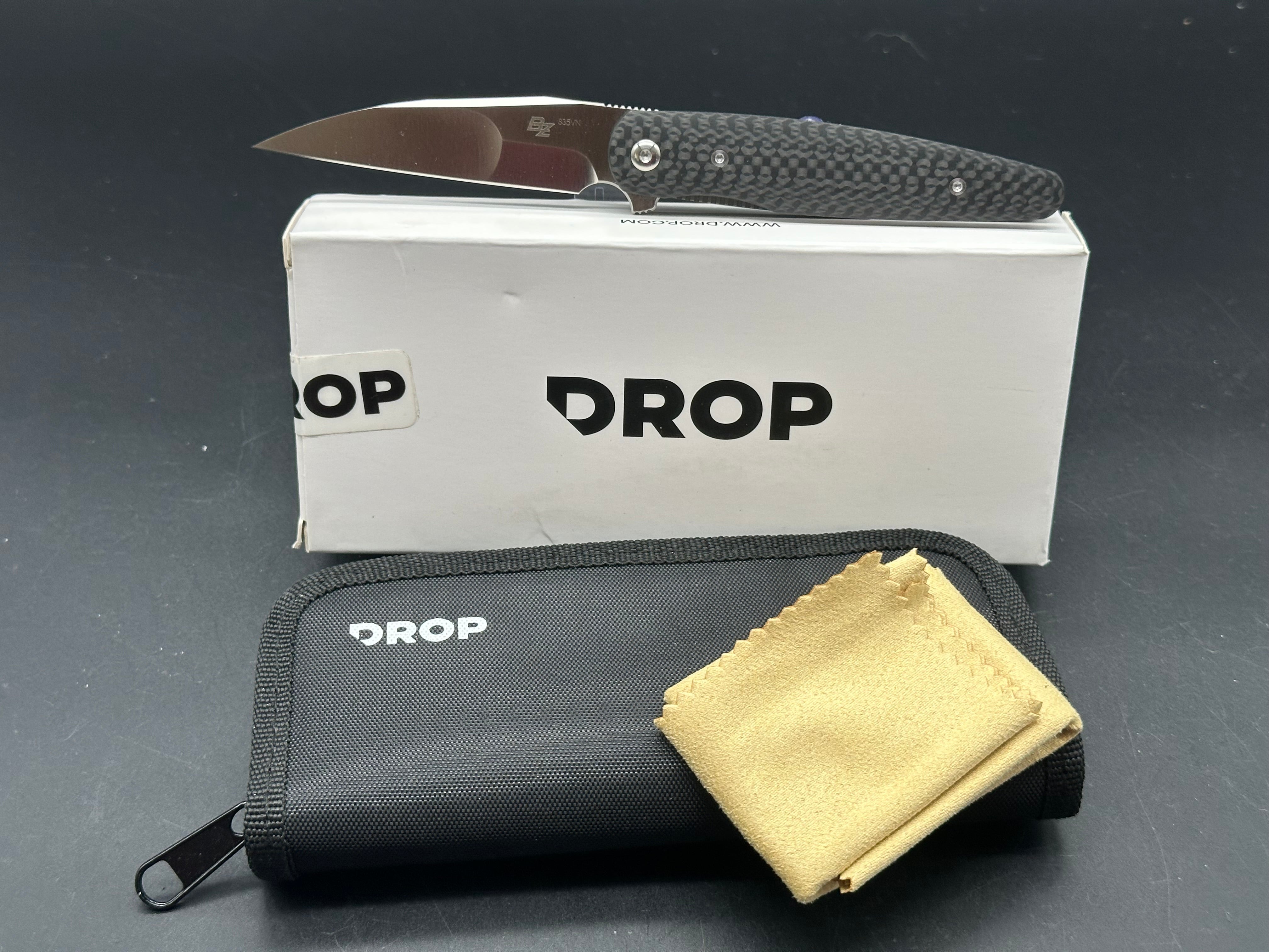Premium Drop Brad Zinker Dogtooth Pocket Knife - S35VN Steel Blade, Carbon Fiber Handle with Titanium Liners - EDC, Outdoor, Camping & Survival Gear