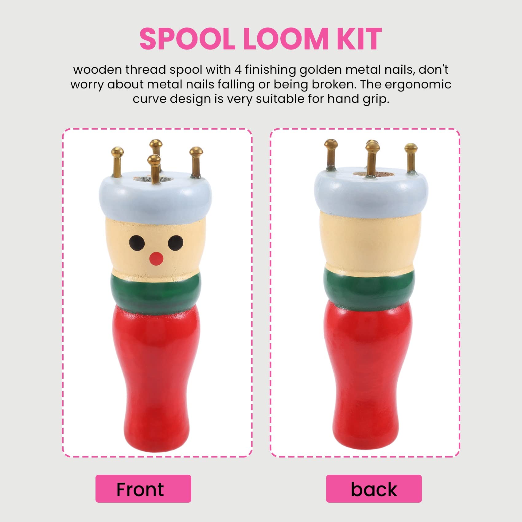 2-Pack French Knitter Tool - Wooden Knitting Set & Spool Knitting Doll for DIY Bracelets, Scarves, Hats - Perfect for Kids Crafts, Handmade Gifts & Knitting Beginners