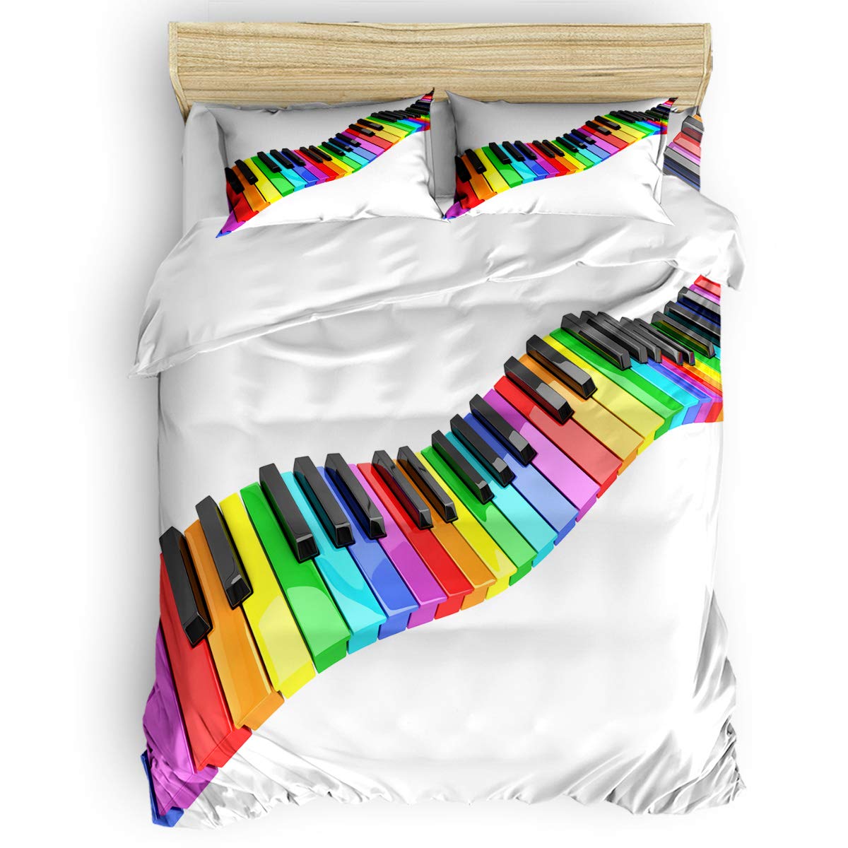 1998 Soft 4-Piece Keyboard Print Duvet Cover Set - Luxury Bedding with Zipper Closure for Kids, Teens & Adults - Colorful California King Size - Perfect for Gaming Rooms, Dorm Decor & Themed Bedrooms