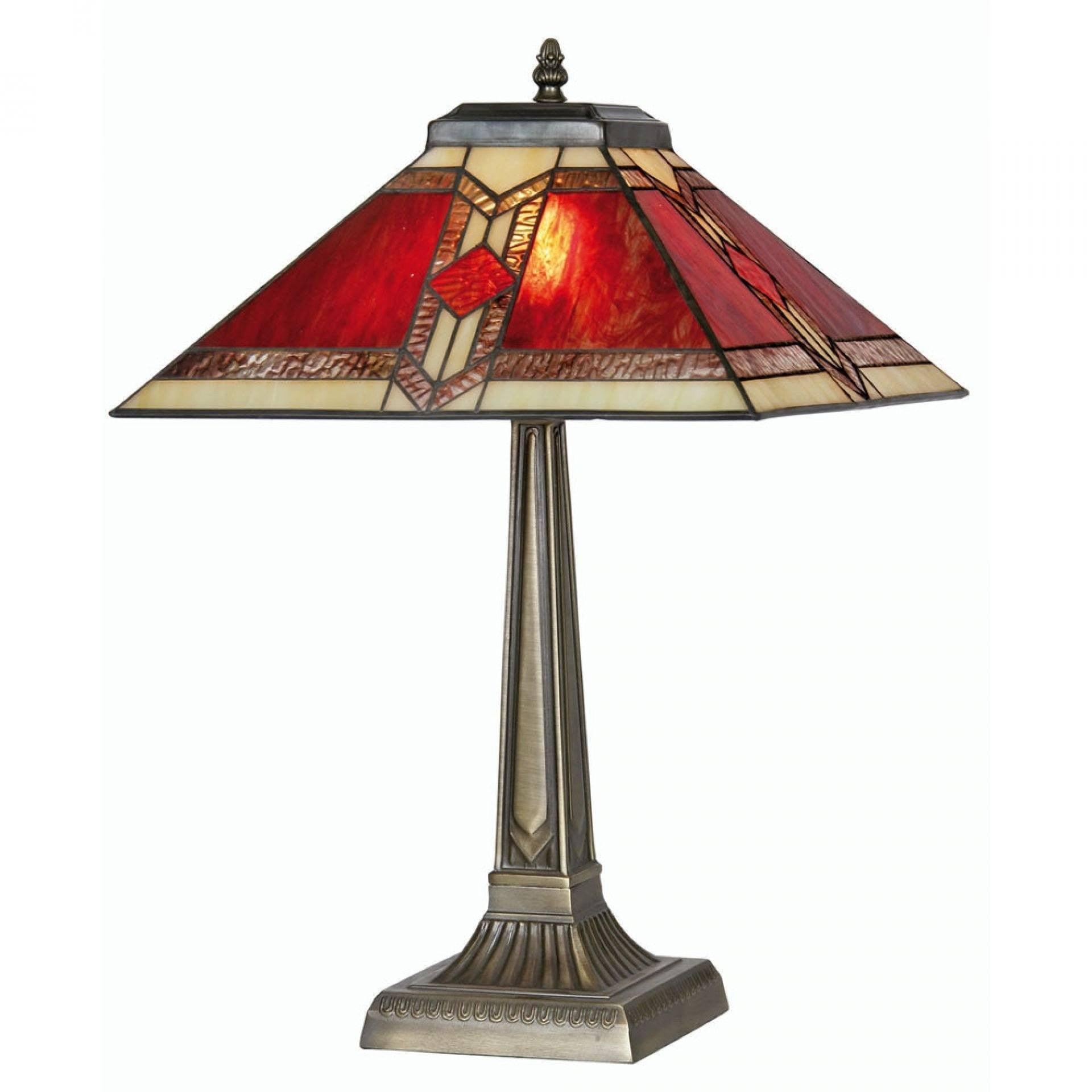 Aztec Tiffany Table Lamp by Oaks Lighting - Stained Glass Desk Light for Home & Office Decor - Perfect for Living Room, Bedroom, or Study