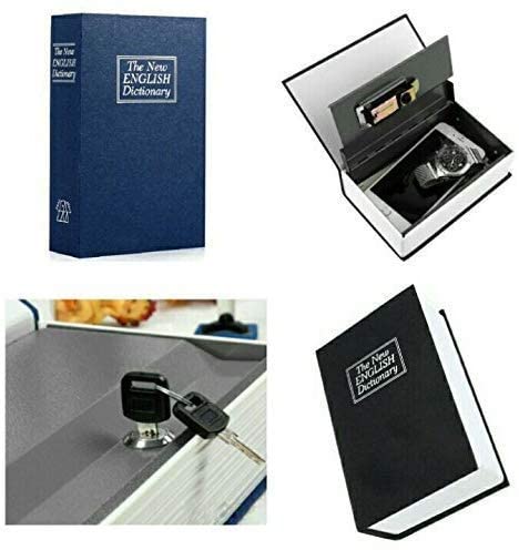 SYGNIUS Metal Book Safe Lock Box for Cash, Jewelry, Passport & Valuables | Portable Hidden Dictionary Secret Storage with 2 Keys | Perfect for Home, Office, Travel & Emergency Use (Small Size)