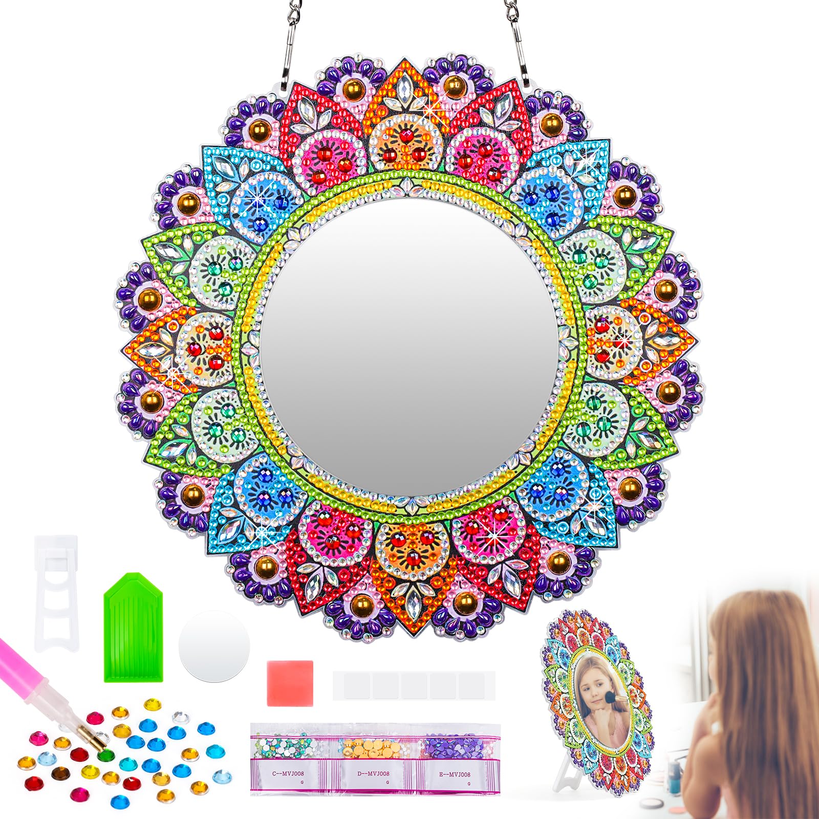 Diamond Painting Craft Kit for Girls Ages 6-12 | DIY Mirror Art Toys for Kids 5-10 Years Old | Creative Birthday Gifts & Fun Activities for Girls | Perfect for Home, School & Party Crafts