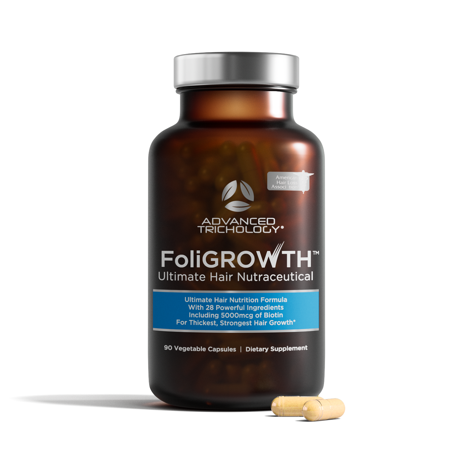 FoliGROWTH Ultimate Hair Nutraceutical Supplement - Natural Hair Growth Vitamins for Thicker, Stronger Hair - Perfect for Men & Women with Thinning Hair or Hair Loss Concerns