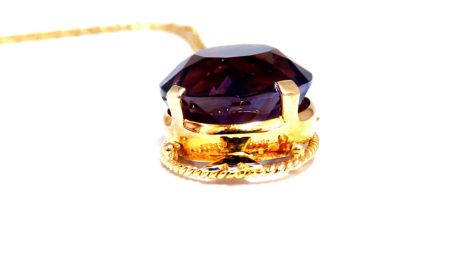 20ct Natural Round Amethyst Vintage Pendant Necklace - 18K Gold Plated Jewelry for Women, Gift for Her, Birthday, Anniversary, Wedding, Valentine's Day
