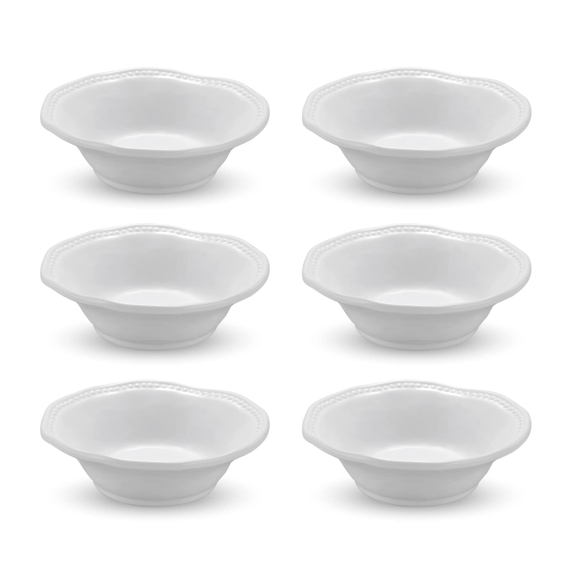 UPware 6-Piece Melamine Dinner Bowl Set - BPA-Free, Dishwasher Safe 7-Inch Round Bowls for Pasta, Rice, Soup & Salad | Durable Kitchen & Dining Tableware for Restaurants, Picnics & Everyday Use (Beaded Design)