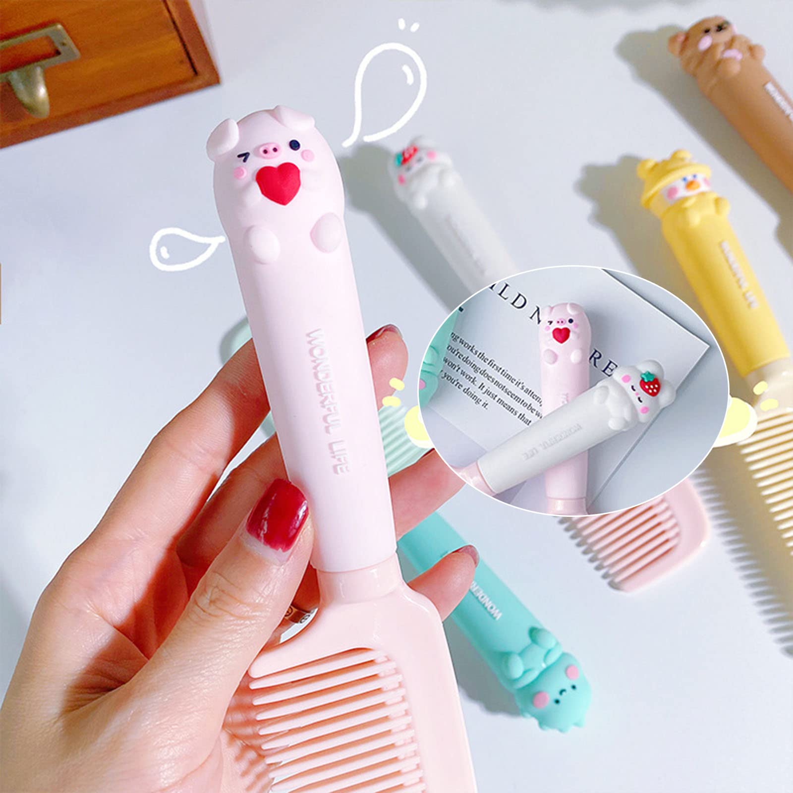 **Cartoon Handle Baby Hair Comb Set - Soft Bristles for Gentle Detangling, Long Handle for Easy Grip, Perfect for Newborns & Toddlers - Ideal for Bath Time, Daily Grooming & Soothing Baby Scalp**