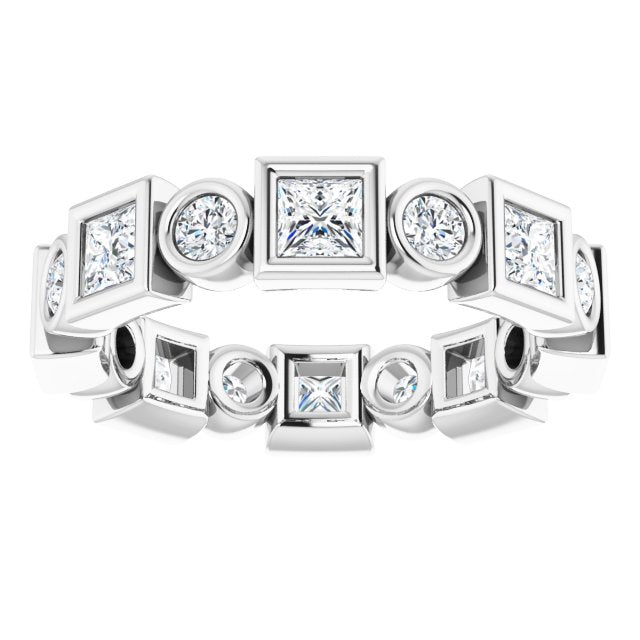 1.92 Carat Princess & Round Diamond Eternity Wedding Band - Perfect for Anniversary Gifts, Bridal Jewelry & Special Occasions