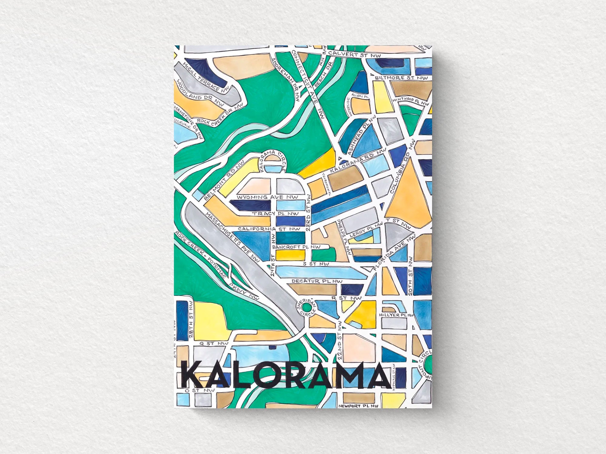 Kalorama Art Map Greeting Card | Handmade Watercolor Stationery | Perfect for Birthdays, Anniversaries & Special Occasions | Unique Washington DC Themed Gift