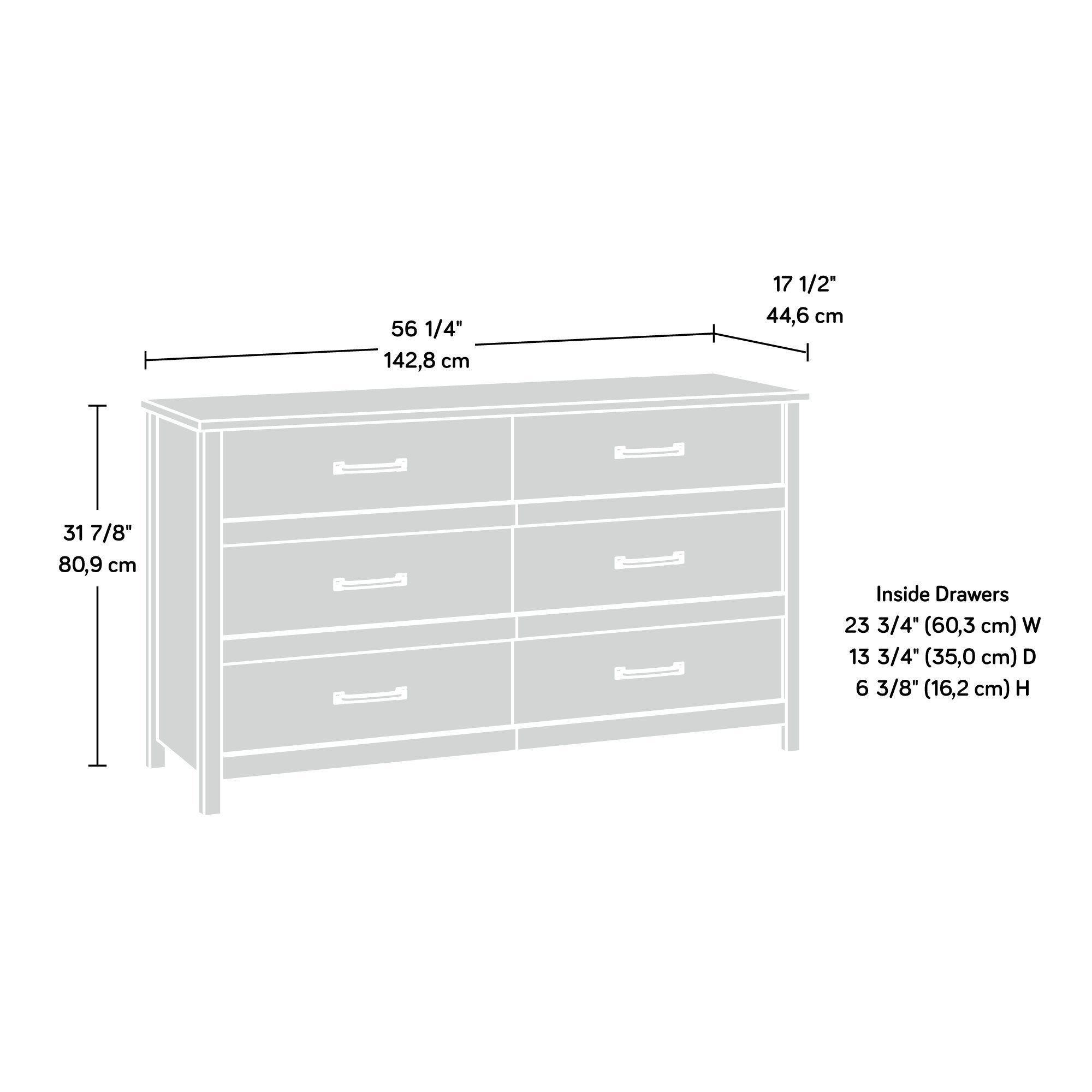 Sauder Cannery Bridge 6-Drawer Wooden Dresser for Bedroom - Chest of Drawers in Sindoori Mango Finish | Perfect for Bedroom Storage, Guest Room Organization & Home Decor