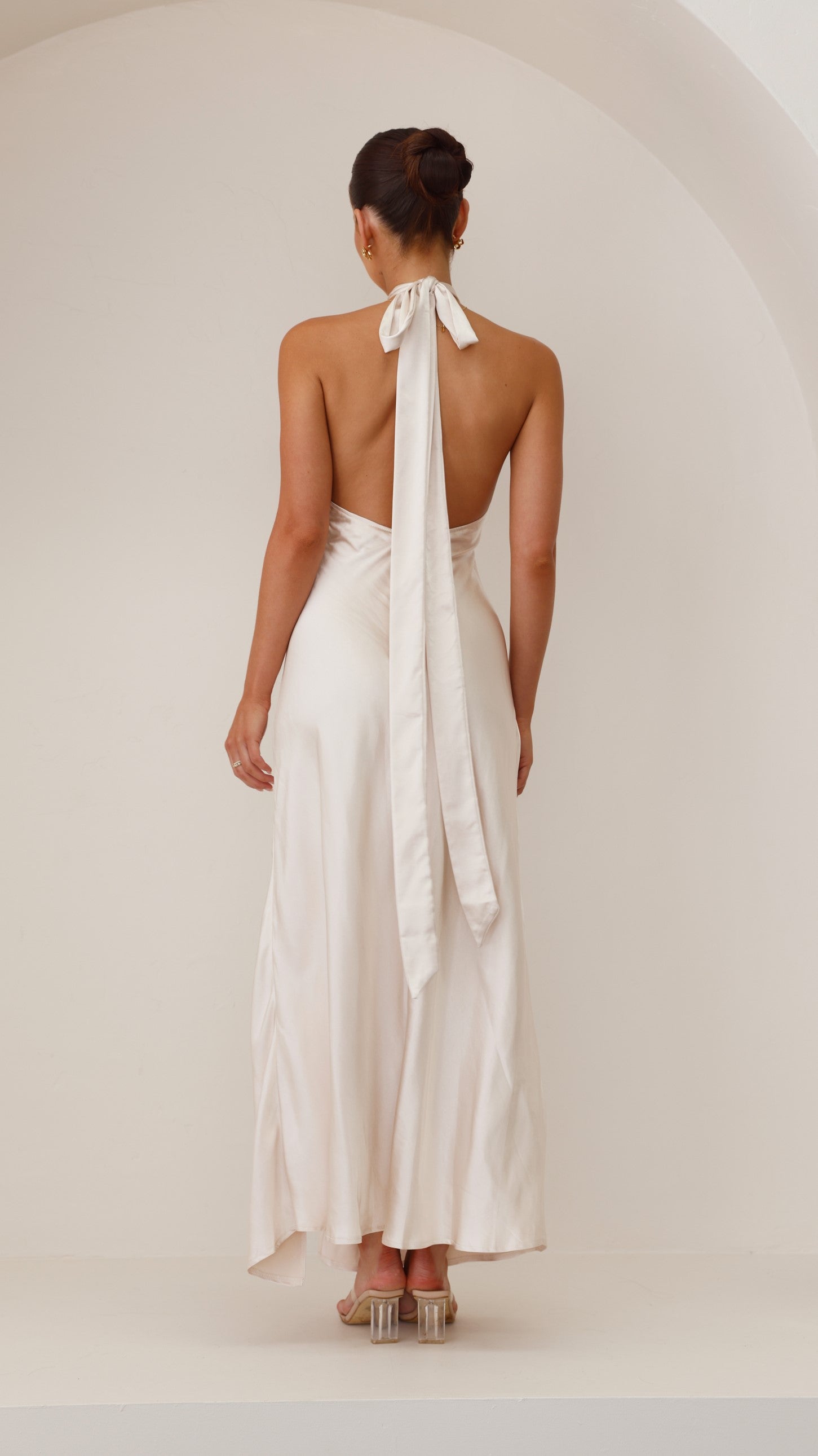 Amalia Maxi Dress in Champagne - Elegant Long Flowy Dress for Women, Perfect for Weddings, Parties & Summer Vacations