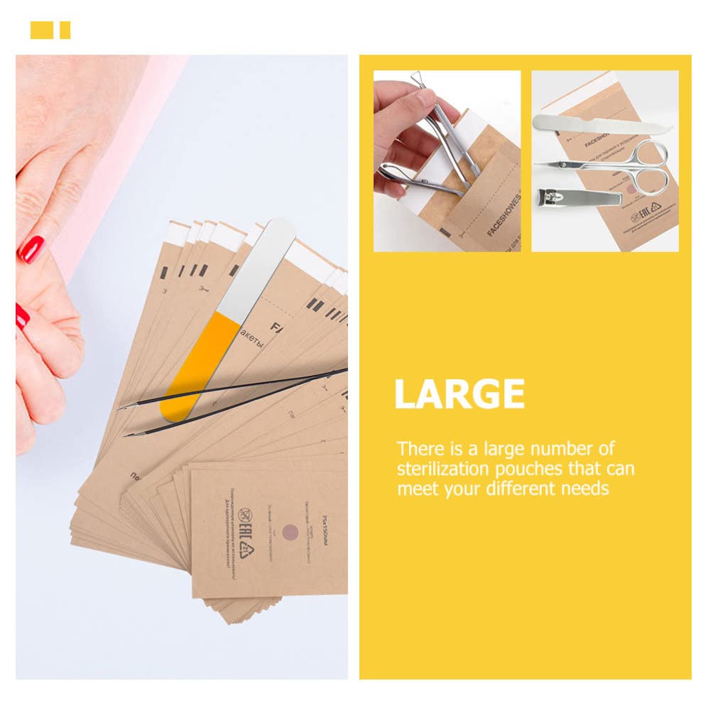 30PCS Self-Sealing Sterilization Pouches | Disposable Kraft Paper Bags for Nail Art Tools, Dental Instruments & Beauty Supplies | Perfect for Salon, Clinic & Home Use