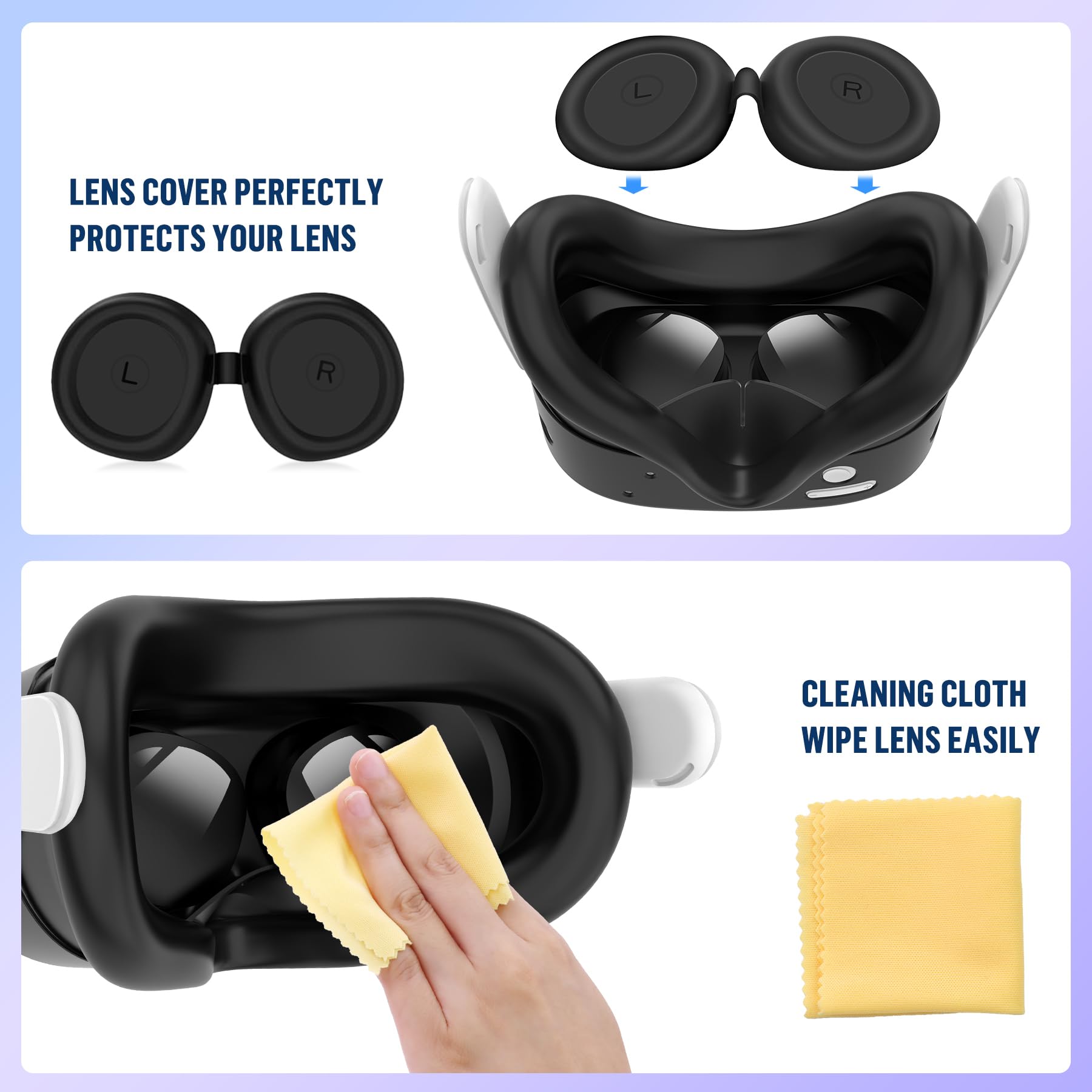 Meta Quest 3S VR Accessories Set - Silicone Face Cover, Controller Grips, Headset Shell & Lens Protector for Oculus/Meta Quest 3S (Black) - Enhanced Comfort & Protection for VR Gaming & Fitness