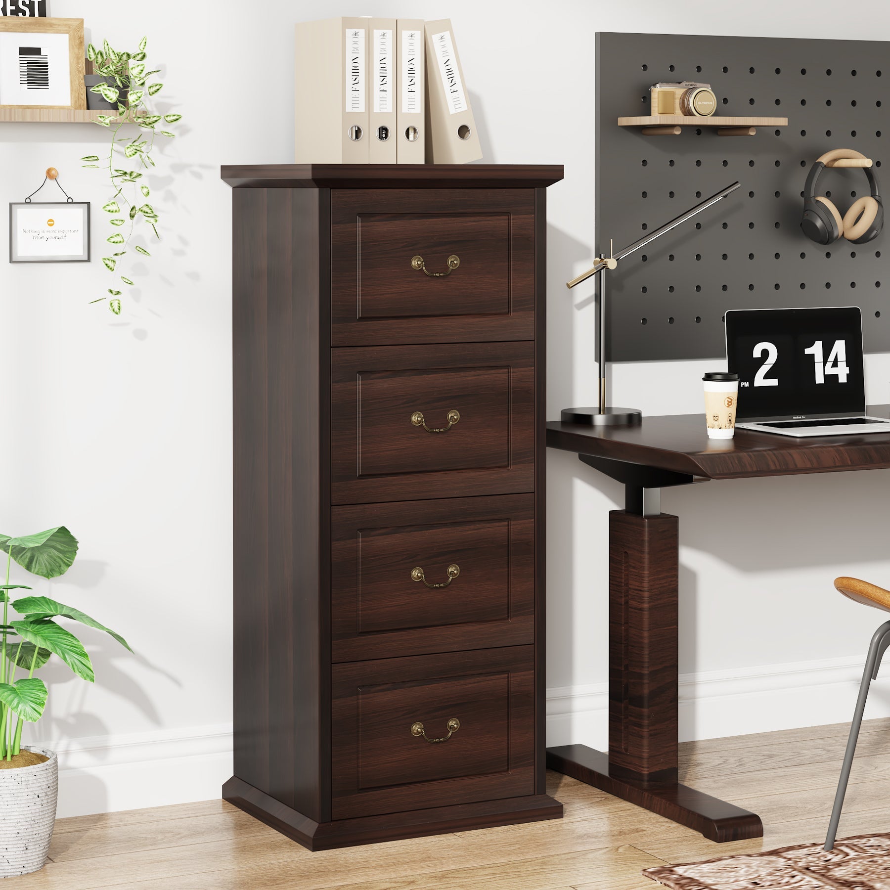 4 Drawer Vertical Wood File Cabinet - Office Storage Organizer for Documents, Folders & Supplies - Perfect for Home, Office & Workspace Organization