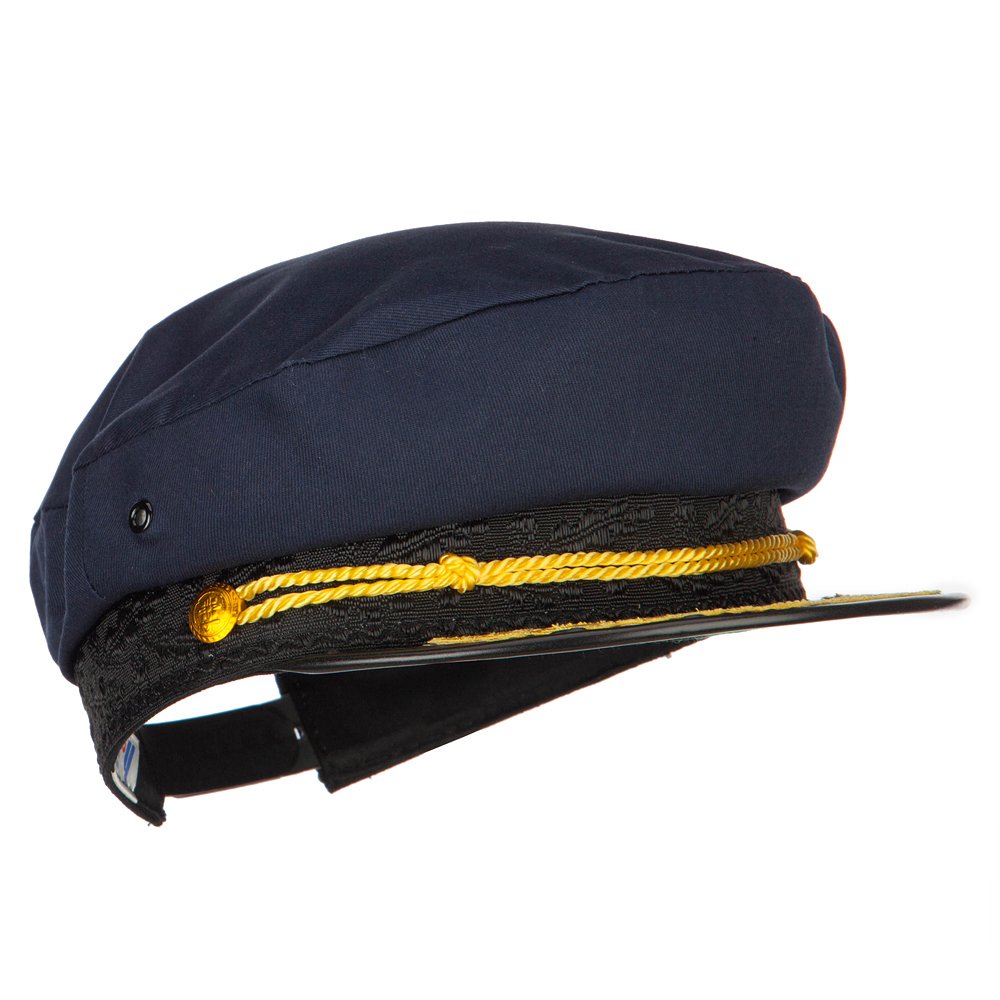 e4Hats.com Adjustable Cotton Captain Hat for Men & Women - Navy Blue & White Striped Vintage Style - Perfect for Sailing, Fishing, Nautical Parties & Costumes