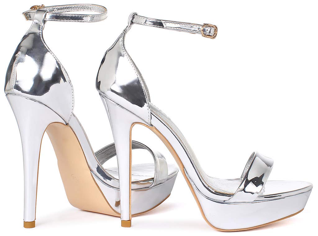 YooPrettyz Women's Metallic Ankle Strap Platform High Heel Sandals - Fashion Dress Shoes for Parties, Weddings & Evening Events