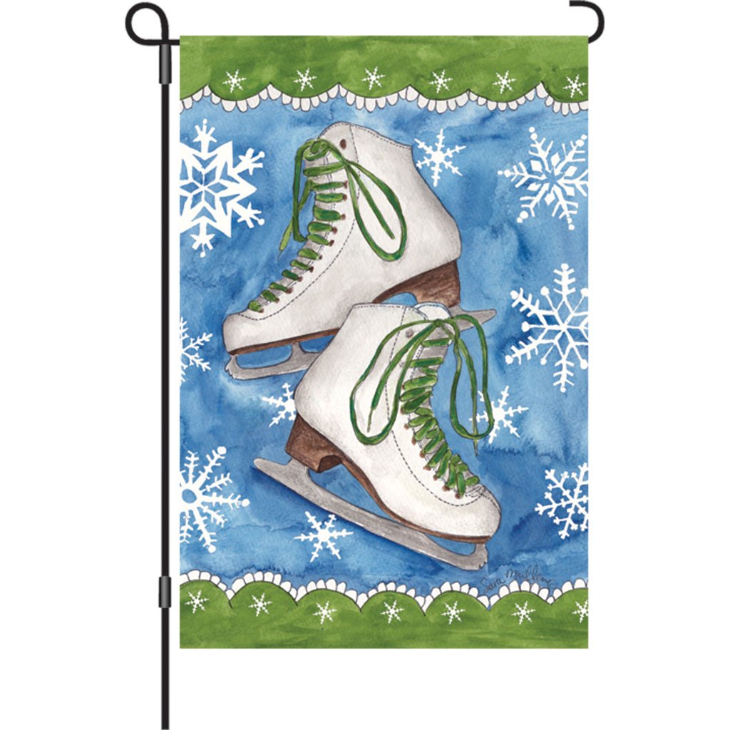 Premier Kites 12 Inch American Flag with Ice Skates & Snow Design - Perfect for Winter Decor, Outdoor Parties, and Patriotic Celebrations
