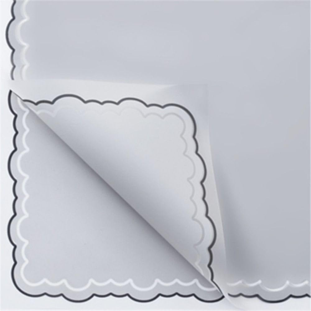 Zarwani 10 Sheets Frosted Flower Wrapping Paper with Wavy Lines - Elegant Gray Gift Wrap for Christmas Presents, Korean Bouquet Packaging, DIY Arts & Crafts | Perfect for Holiday Gifts, Birthday Presents & Party Decorations