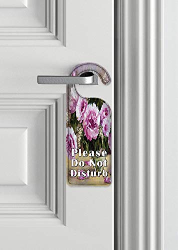 Do Not Disturb Door Hanger Sign - Purple Floral Vase Design for Hotels, Bedrooms & Privacy | Quiet Please Door Knob Decor