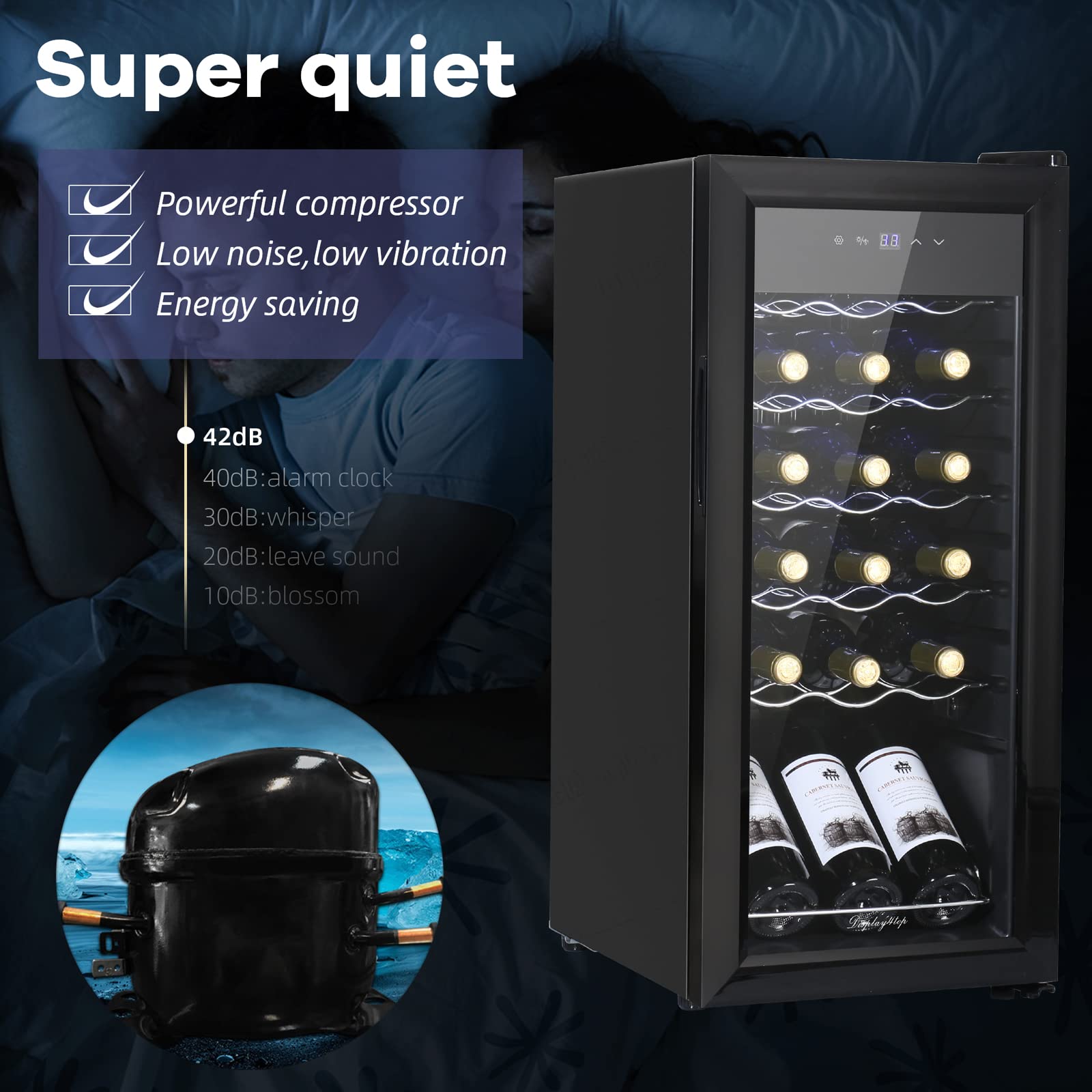 Display4Top 18-Bottle Wine Cooler Refrigerator with Digital Touch Screen - Black | Perfect for Home Bars, Kitchens & Wine Cellars