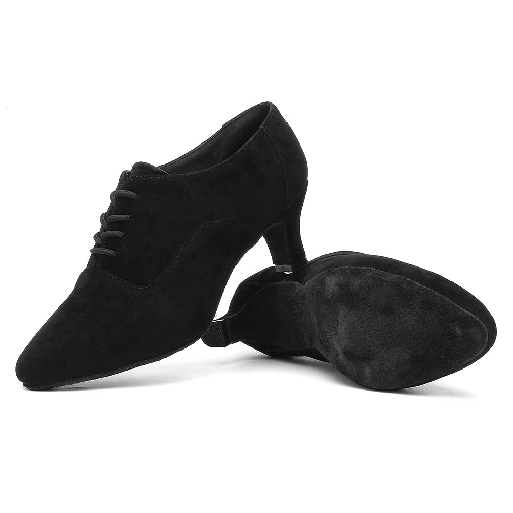 DKZSYIM Women's Lace-up Closed Toe Ballroom Dance Shoes - Latin, Modern, Salsa Practice & Teaching Shoes Model ZYX305 for Professional Dance Performances