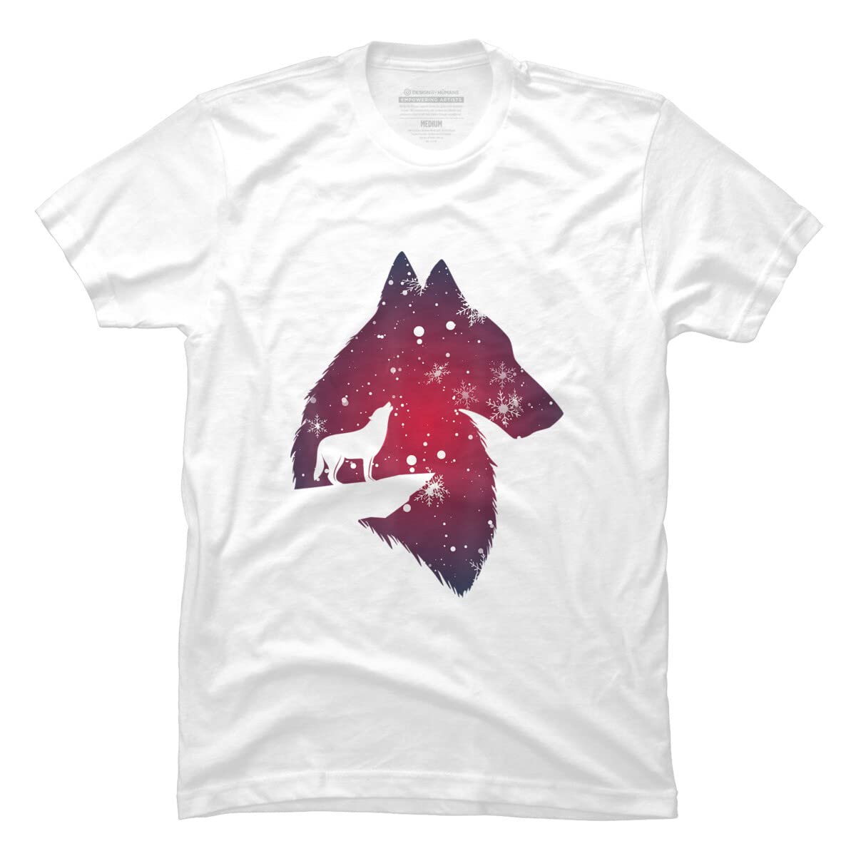 Funny Christmas Wolf with Snowfall Graphic T-Shirt for Men, Women, Kids - Holiday Family Matching Outfits - Perfect for Christmas Parties, Family Photos & Winter Gatherings