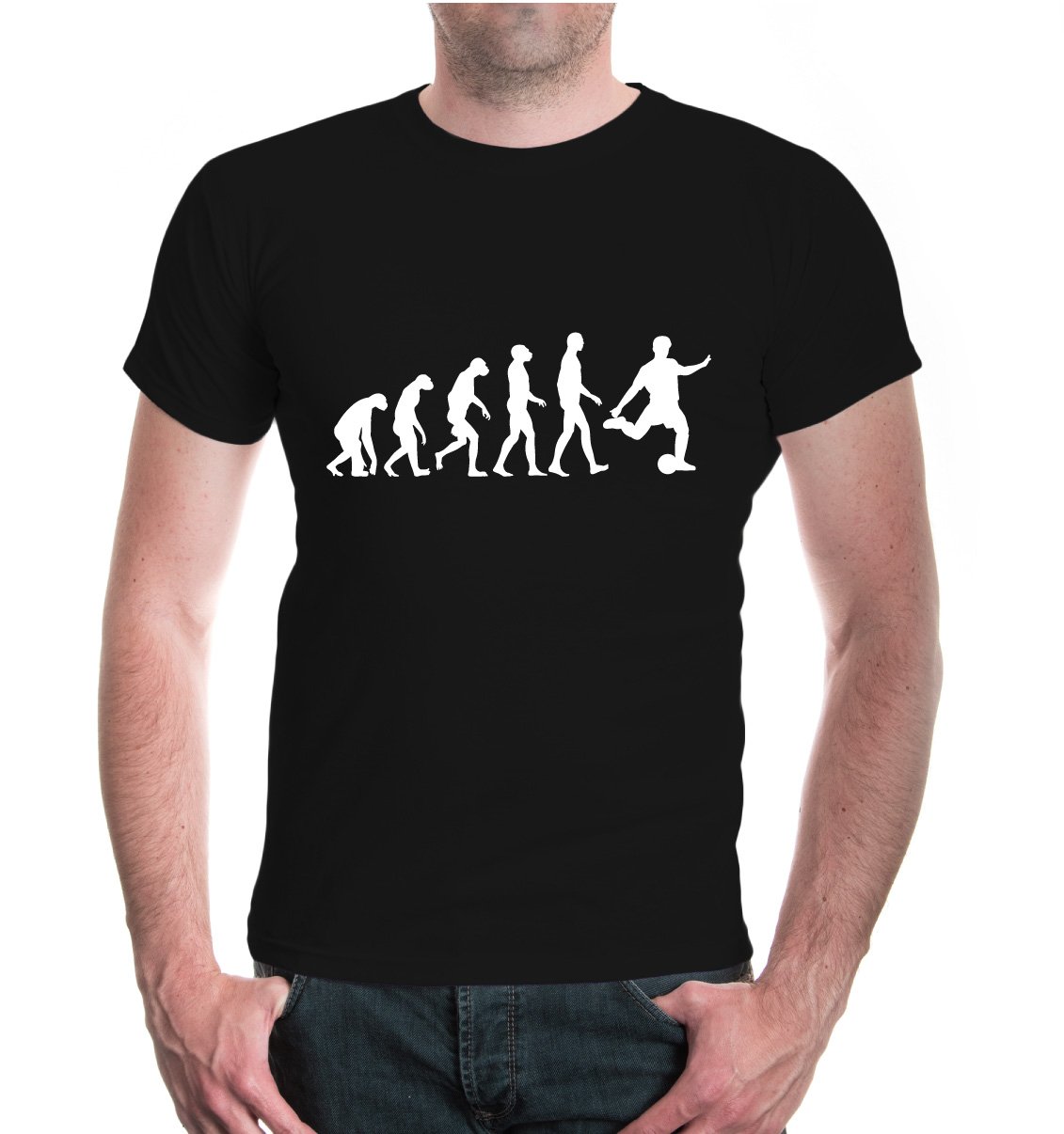 buXsbaum Men's Soccer Evolution Graphic T-Shirt - Vintage Football Tee for Fans & Players - Perfect for Game Day, Training & Casual Wear