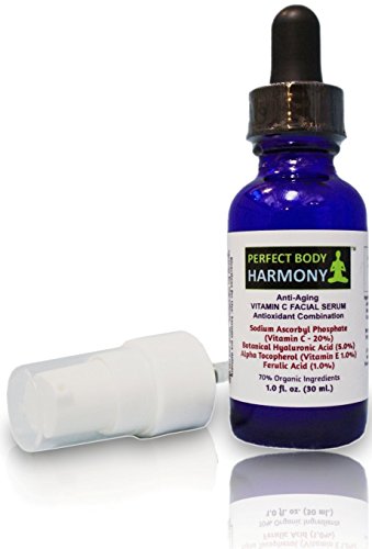 Best Vitamin C + E Face Serum - 20% Vitamin C, 1% Vitamin E & Ferulic Acid with 5% Hyaluronic Acid - 1 oz (30ml) Anti-Aging Facial Treatment for Brighter Skin - Perfect for Morning Skincare Routine & Nightly Hydration