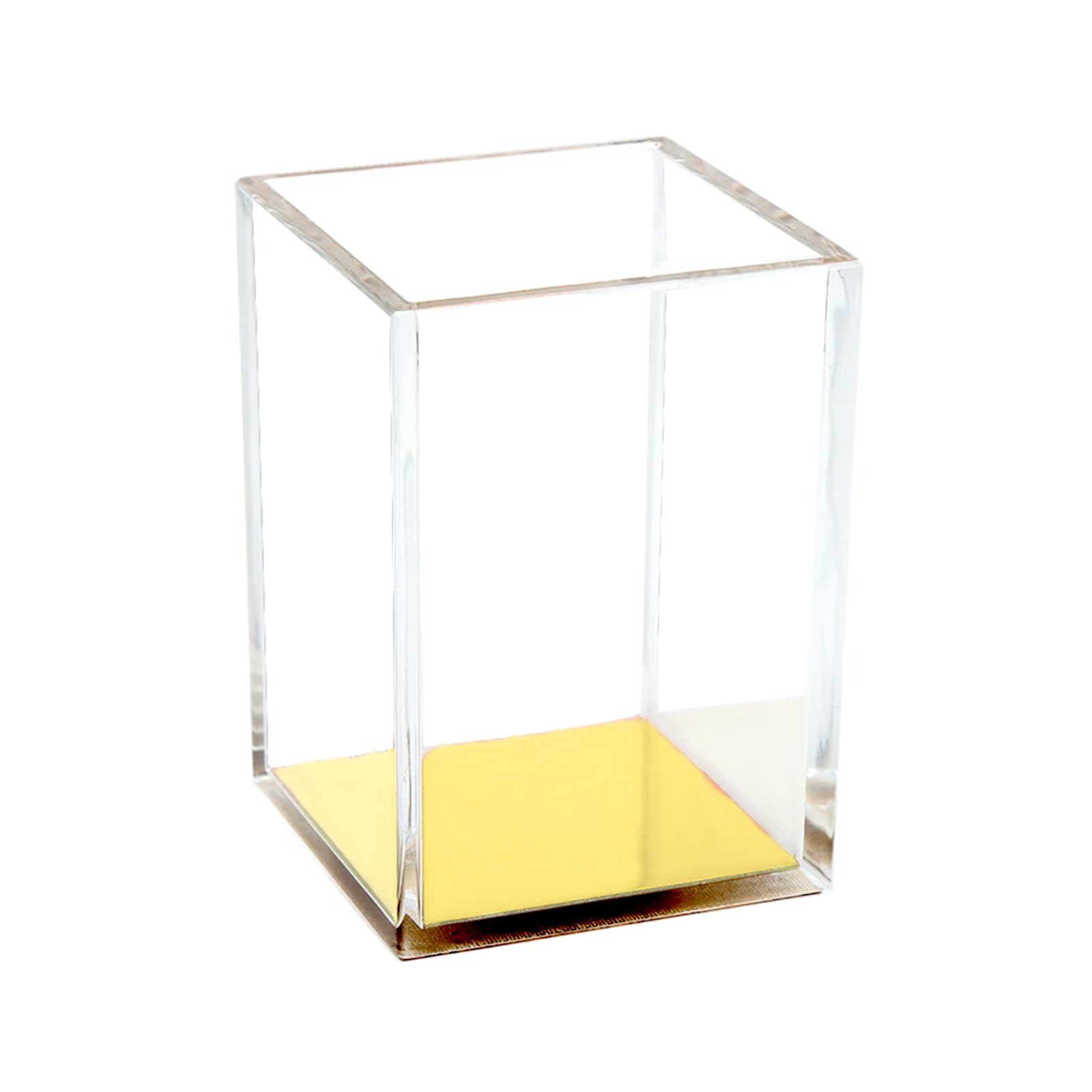 NatSume Basics Gold Acrylic Pen Holder - Clear Pencil Cup & Makeup Brush Organizer for Office, School, Home Desk | Stylish Desktop Accessory for Stationery & Cosmetics Storage