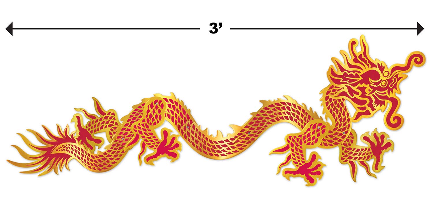 Beistle Red Gold Dragon Cutout - Party Decorations