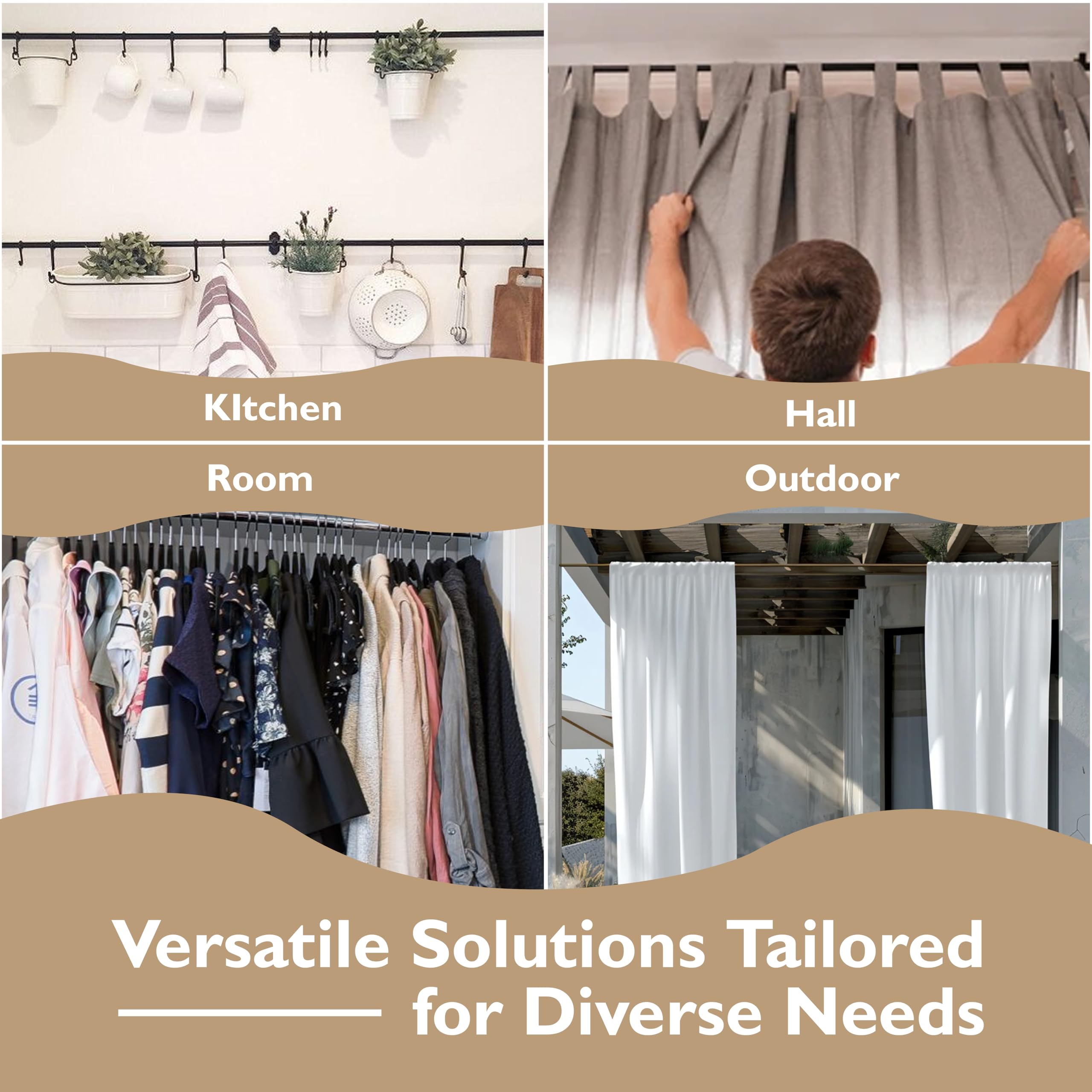 B&B Hardware Heavy-Duty Round Closet Rod End Supports - 1 Pair of Durable Metal Wardrobe Brackets & Closet Pole Holders | Perfect for Bedroom Closet Organization, Walk-in Wardrobe Upgrades & Custom Storage Solutions