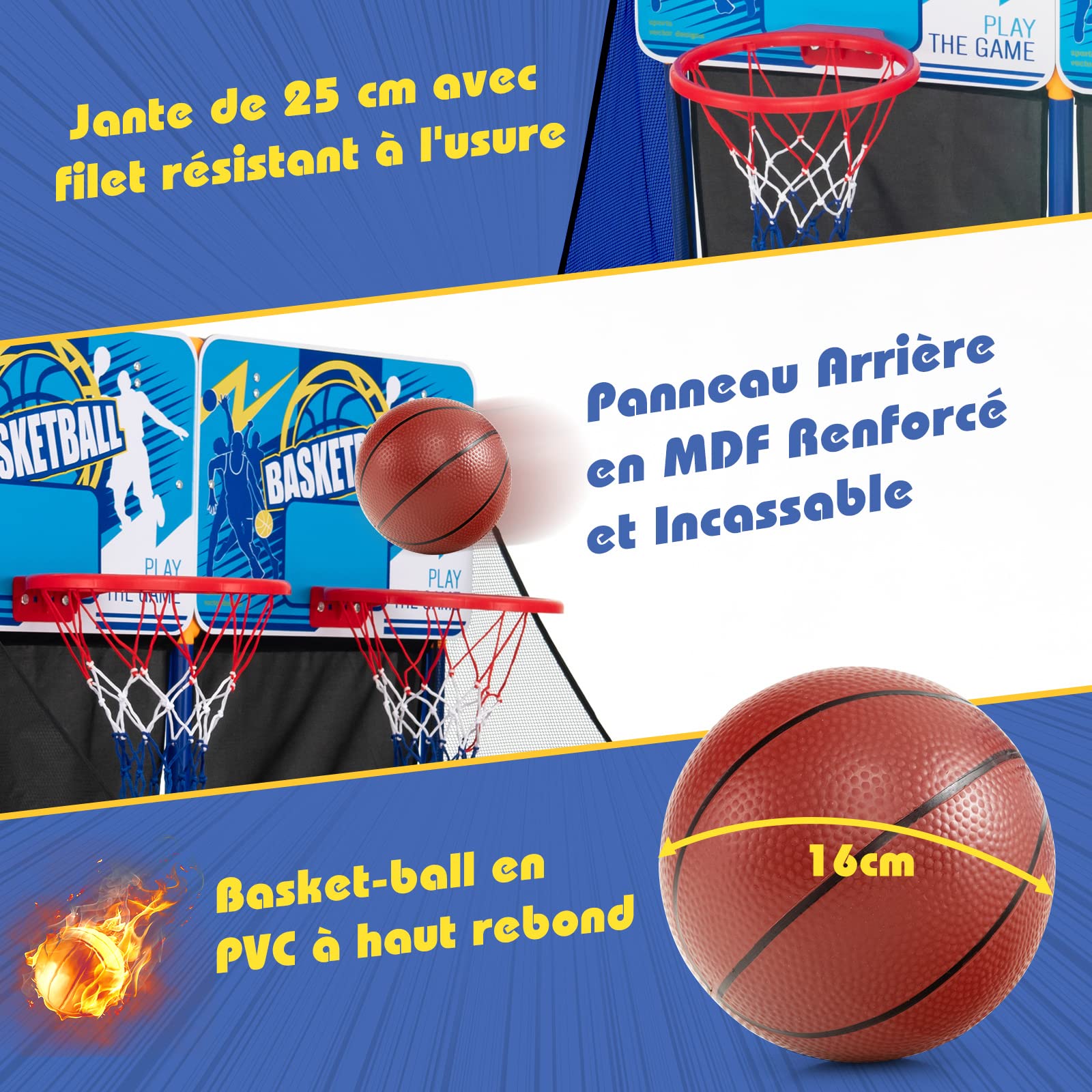 GYMAX Double Shot Arcade Basketball Game for Kids - Indoor Basketball Set with 2 Backboards, 4 Balls & Air Pump - Perfect for Playrooms, Birthday Parties & Family Fun