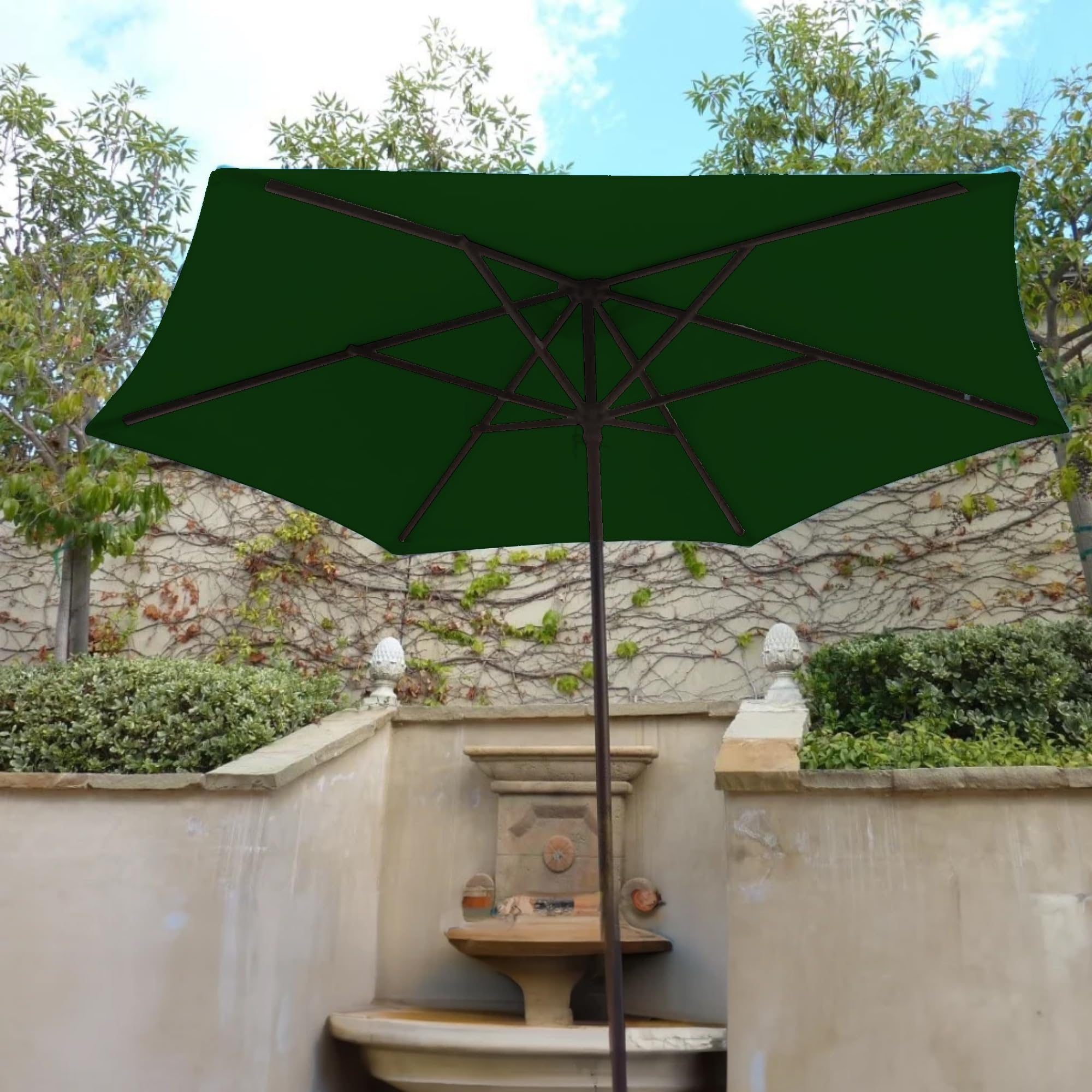 Formosa Covers 9ft Outdoor Patio Umbrella Canopy Replacement - 6 Ribs UV Water Resistant Taupe - Perfect for Backyard, Poolside, and Beach Use