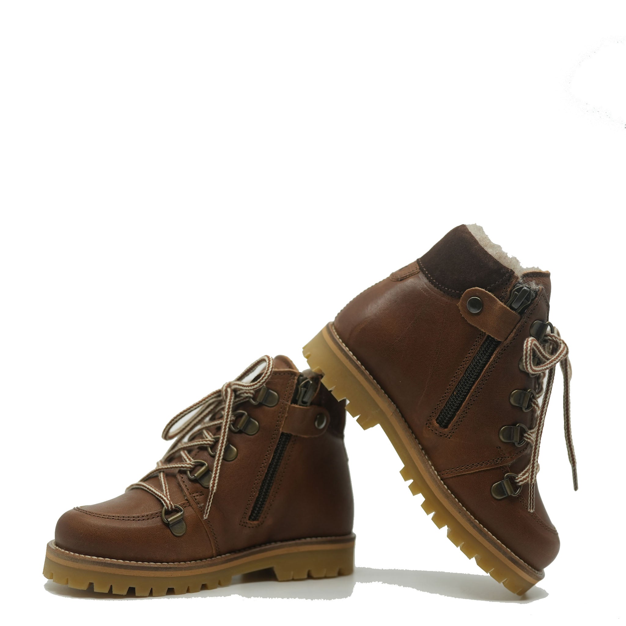 Petit Nord Women's Hazelnut Fur Combat Boots - Winter Fashion Ankle Booties for Casual Outfits & Cold Weather