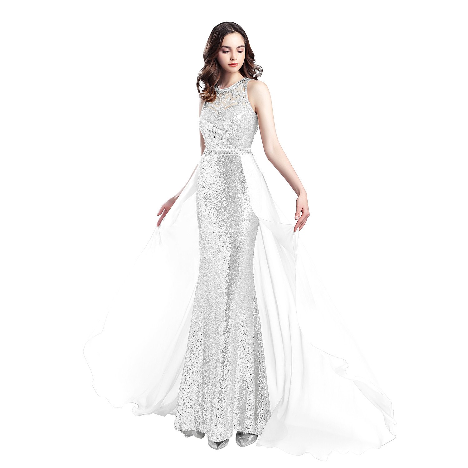 Elegant KS057 Sequin Crystal Beads Mermaid Prom Dress for Women - Floor Length Evening Gown for Formal Events, Parties & Special Occasions