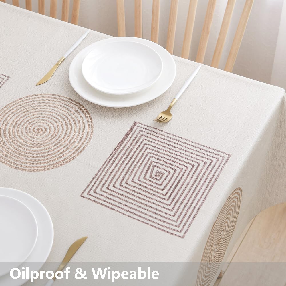 Durable Heavy Duty Vinyl Tablecloth - Waterproof & Wipeable PVC Table Cover for Kitchen & Dining (54x54 Inches, Geometric Design) - Perfect for Indoor & Outdoor Use, Parties, Picnics, and Daily Dining