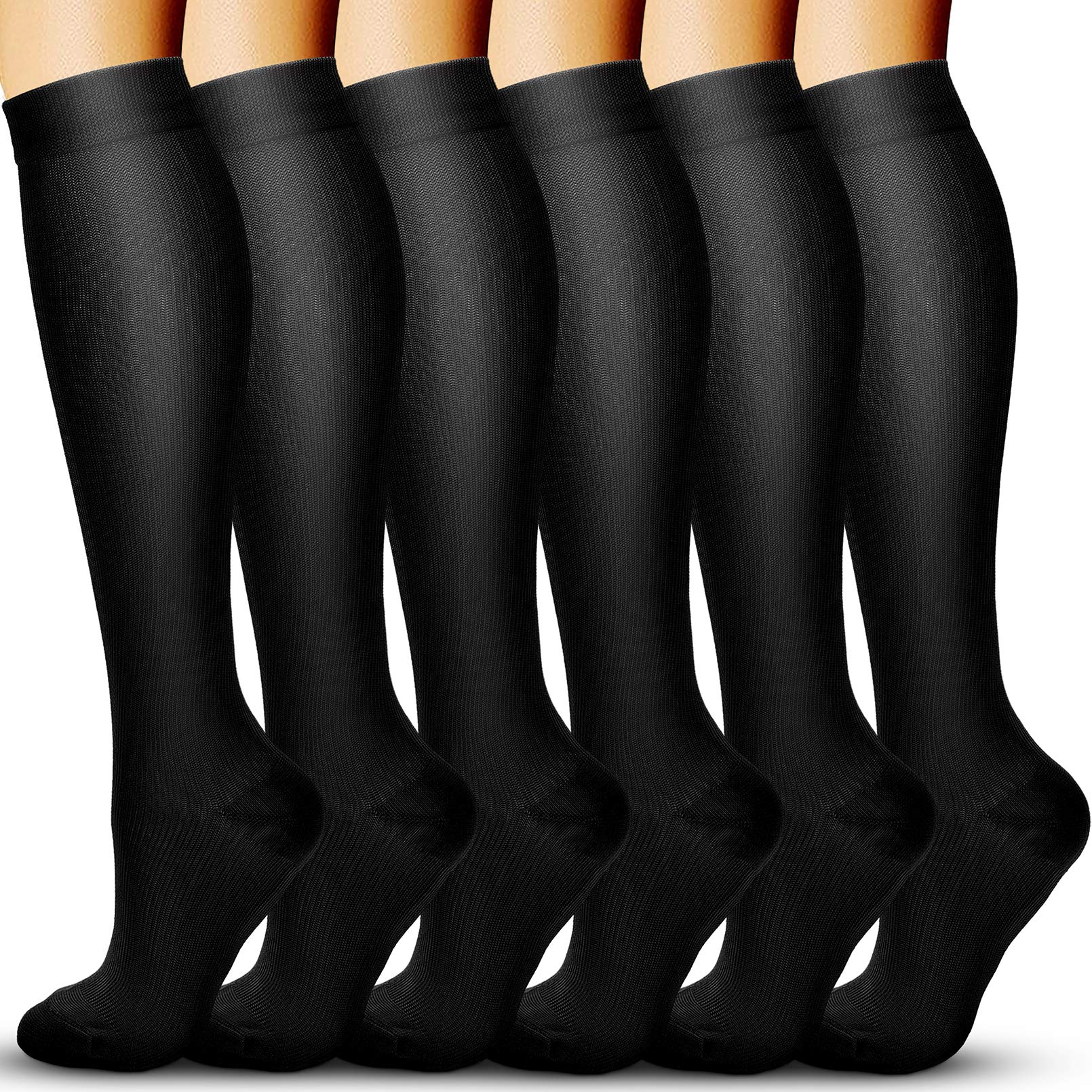 Acture 6 Pairs Compression Socks for Men & Women - 15-20mmHg Support for Running, Sports, Medical, Pregnancy & Travel - Improve Circulation & Reduce Swelling - Perfect for Athletes, Nurses & Frequent Flyers
